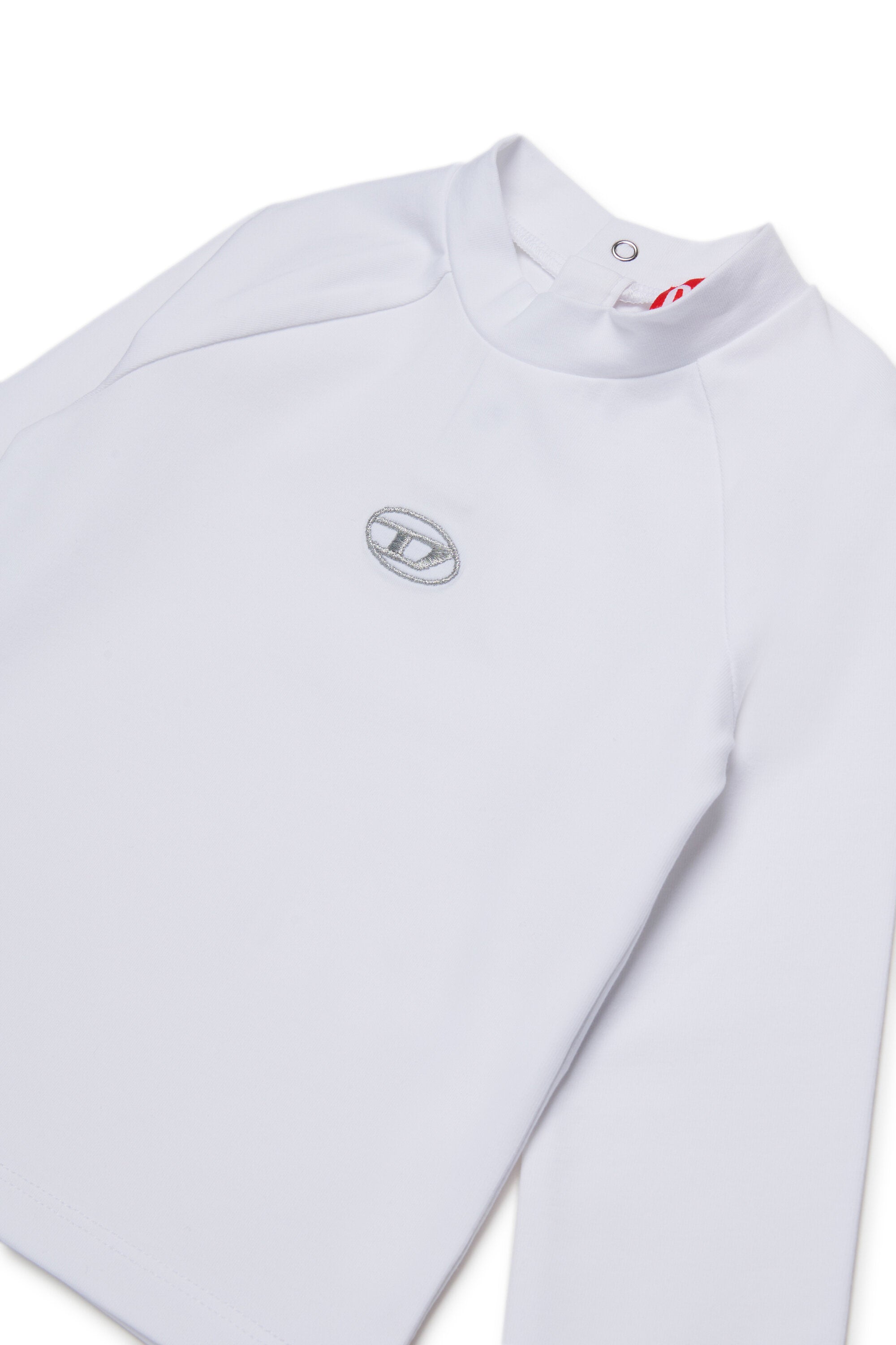 Dolcevita in jersey stretch con logo Oval D lurex