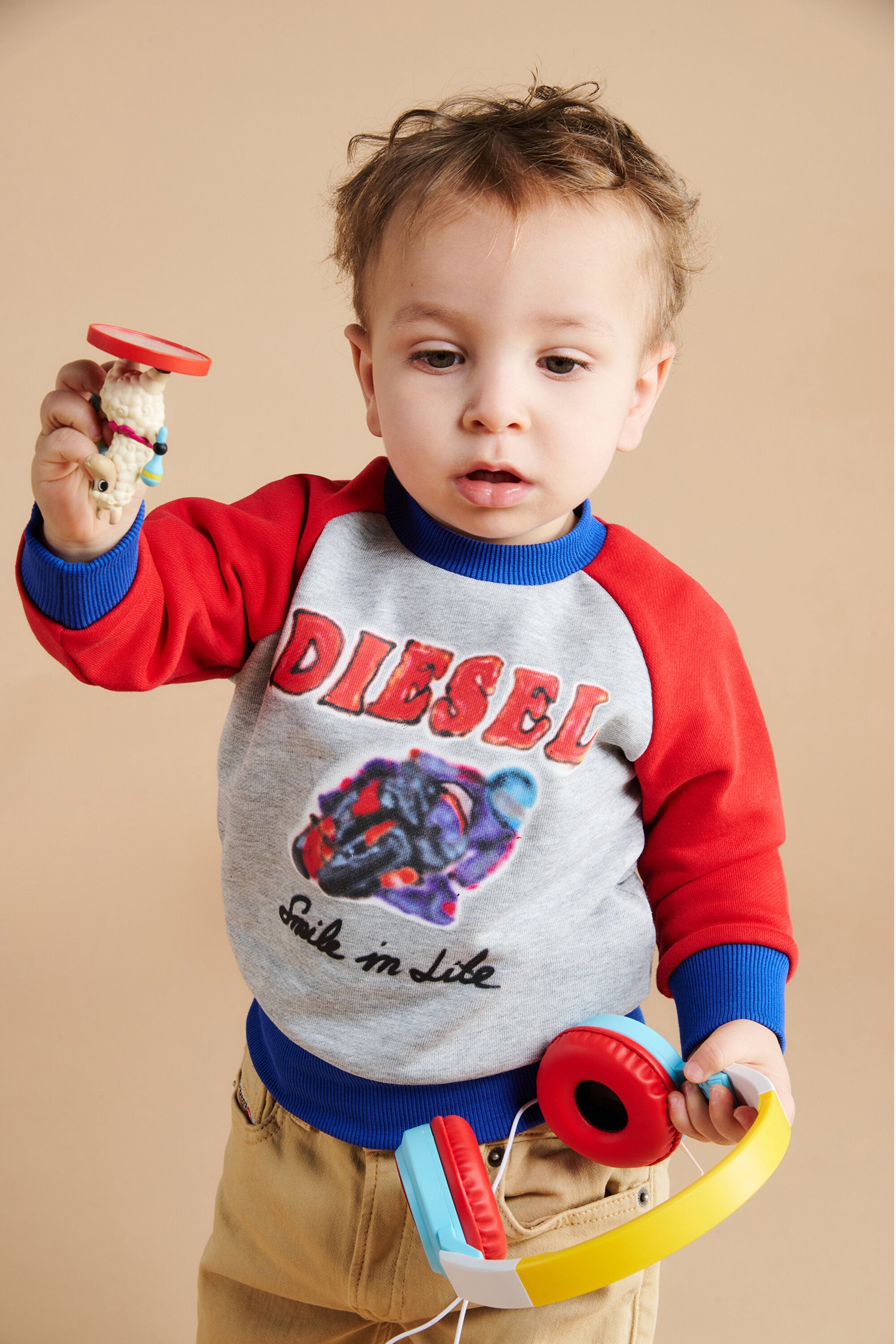 Felpa girocollo colorblock con grafica Racing