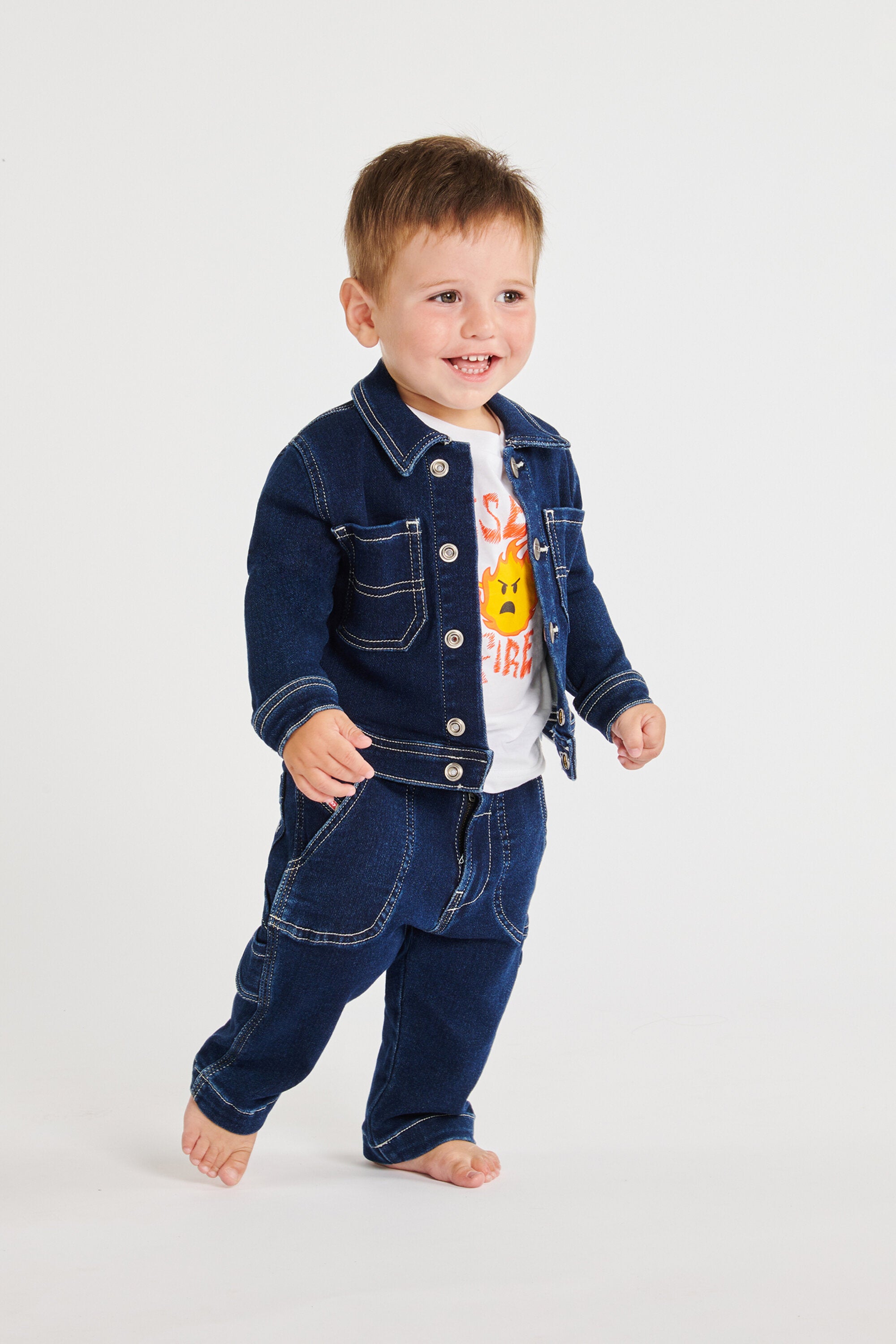 Giacca denim con logo stampato