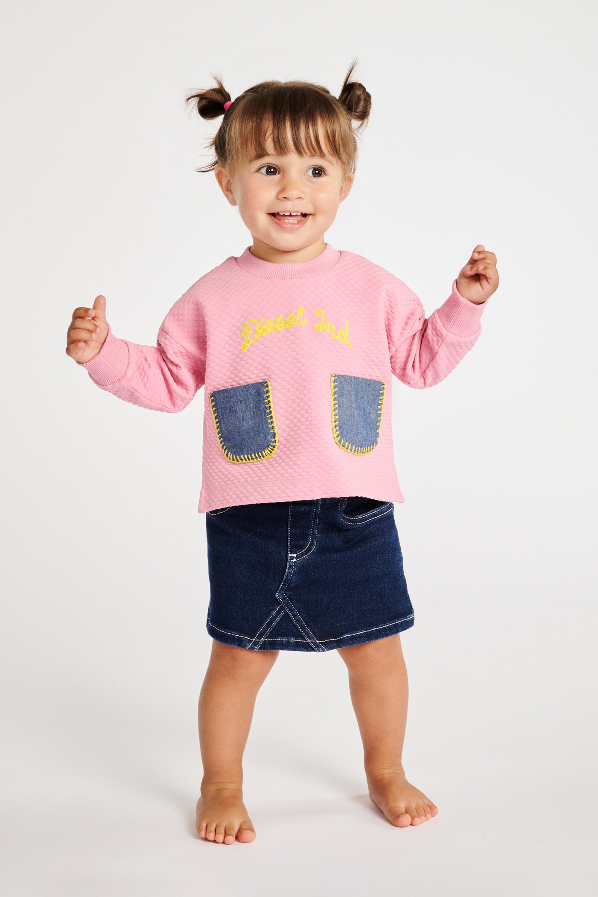 Denim skirt with logo