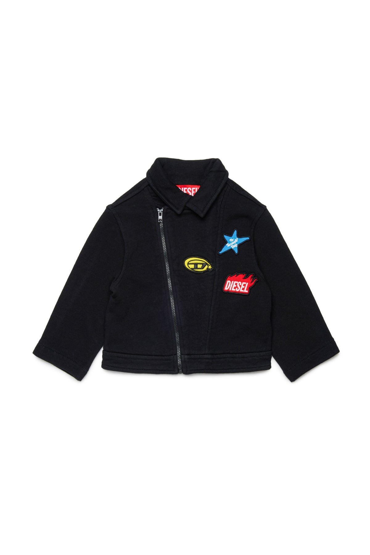 Cazadora biker con logo estampado