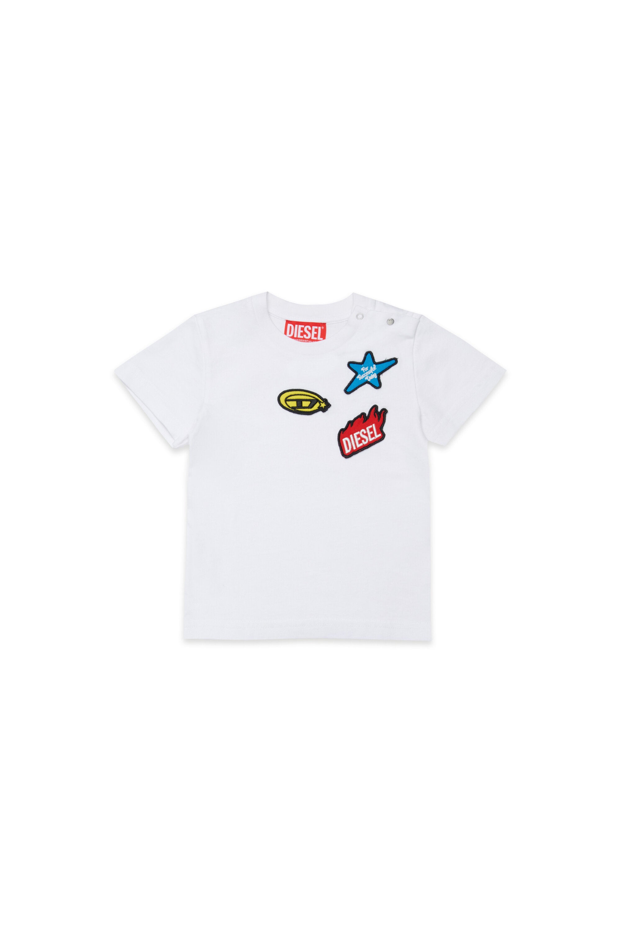 T-Shirt mit bunten Patches