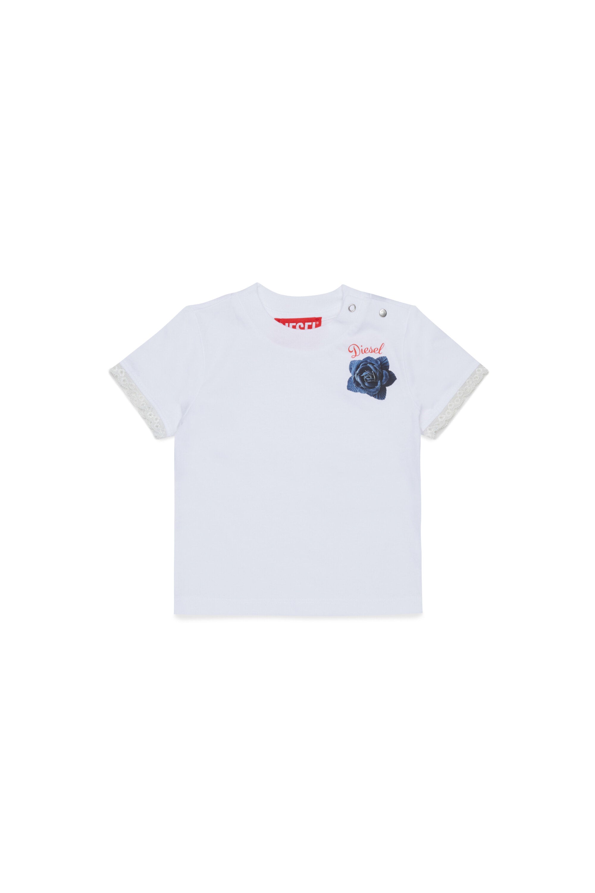 T-Shirt mit Logo und Ärmeln aus Spitze