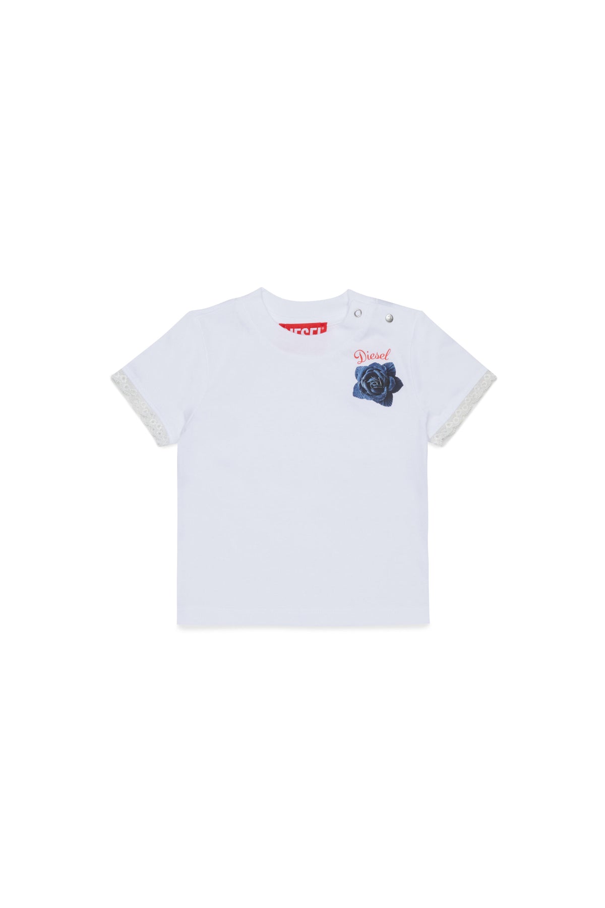 T-Shirt mit Logo und Ärmeln aus Spitze