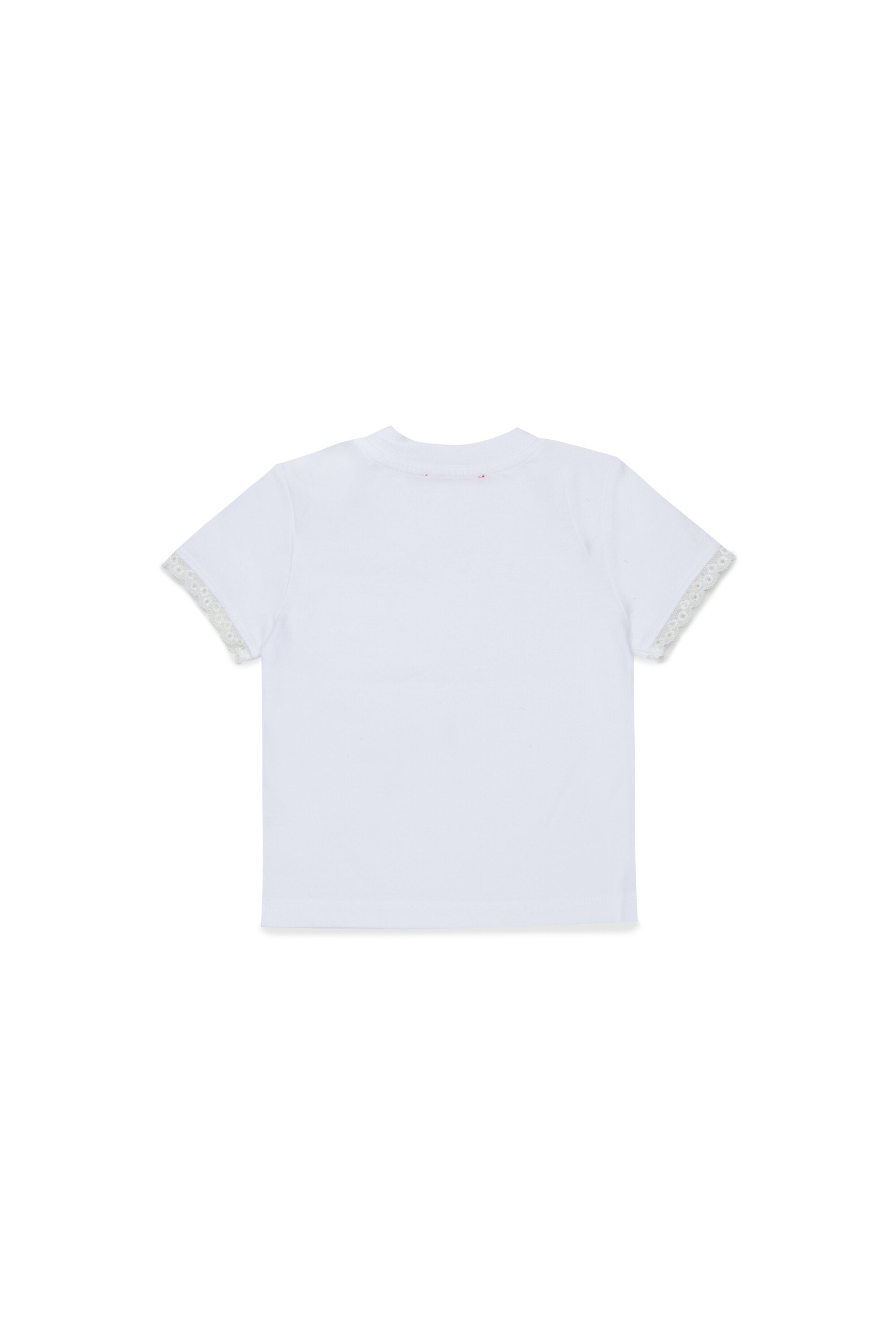 T-Shirt mit Logo und Ärmeln aus Spitze