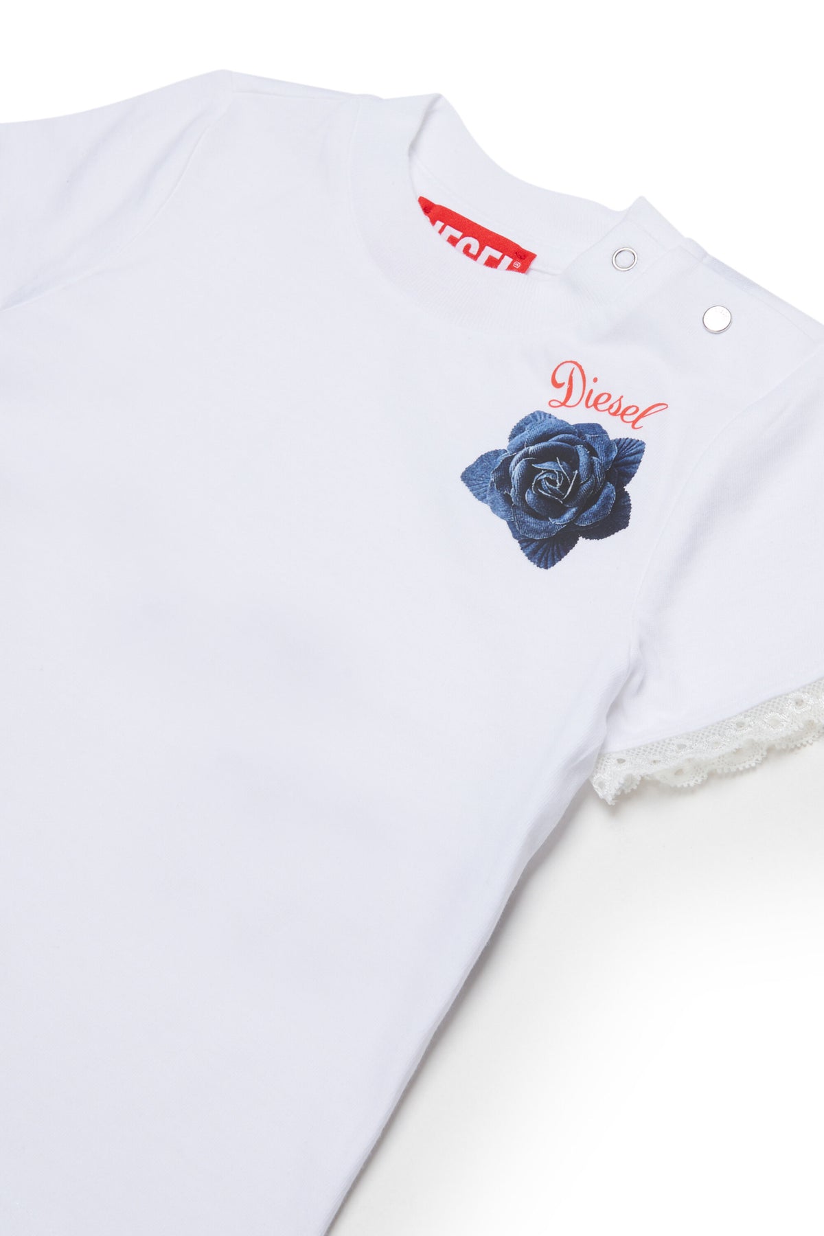 T-Shirt mit Logo und Ärmeln aus Spitze