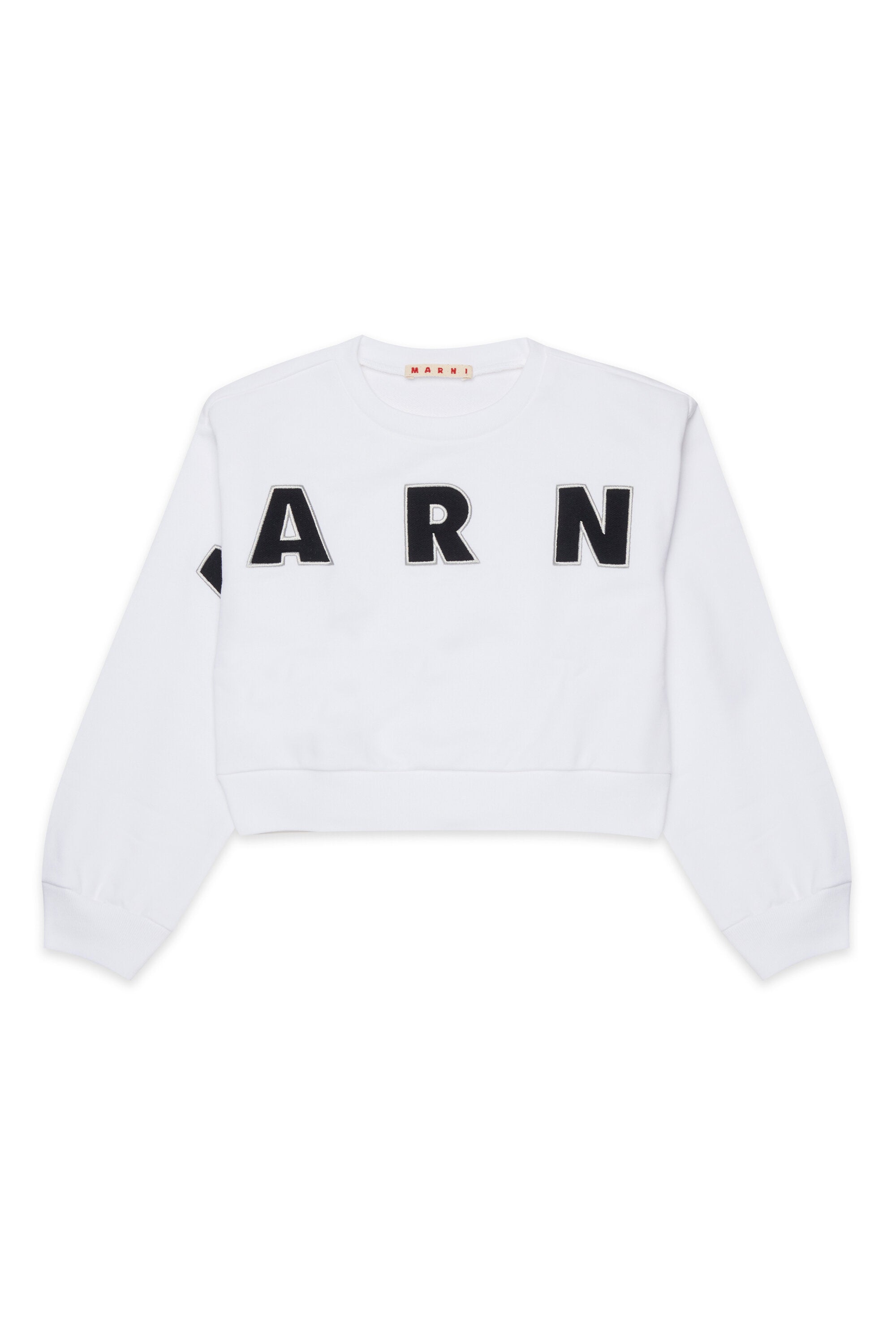 Felpa girocollo cropped con logo Patch Marni ricamato