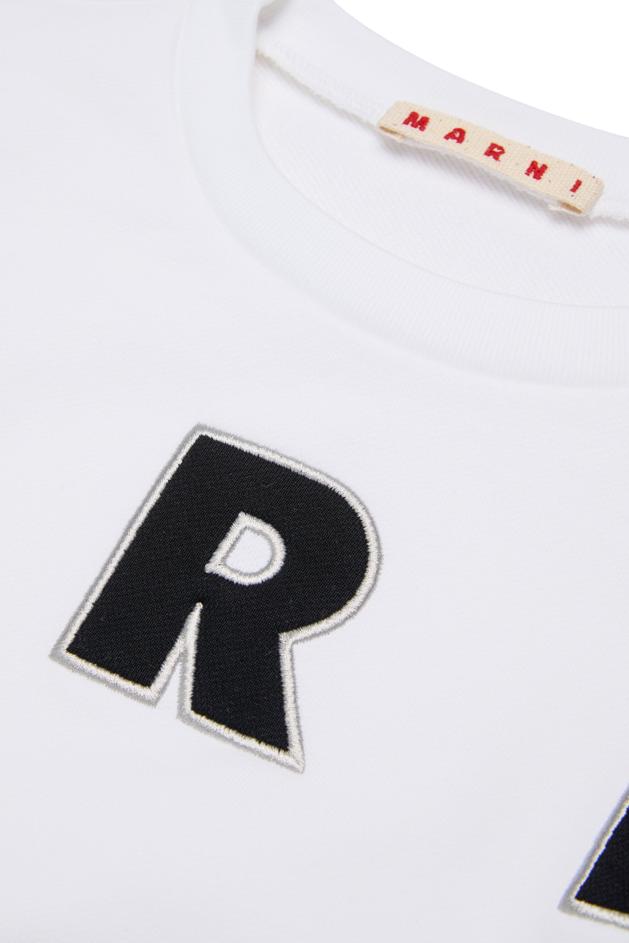 Cropped crew-neck sweatshirt with embroidered Marni patch logo