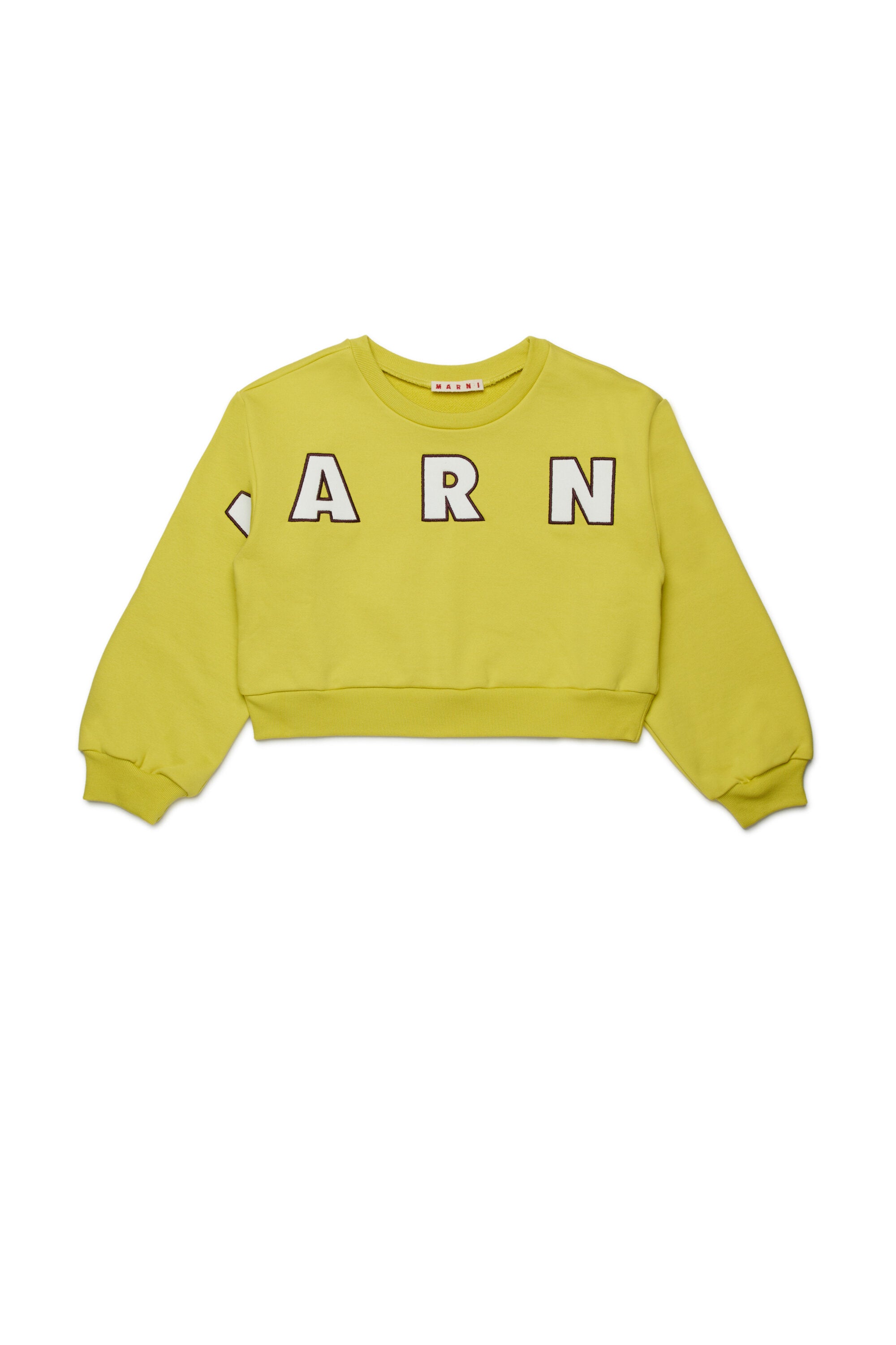 Cropped crew-neck sweatshirt with embroidered Marni patch logo