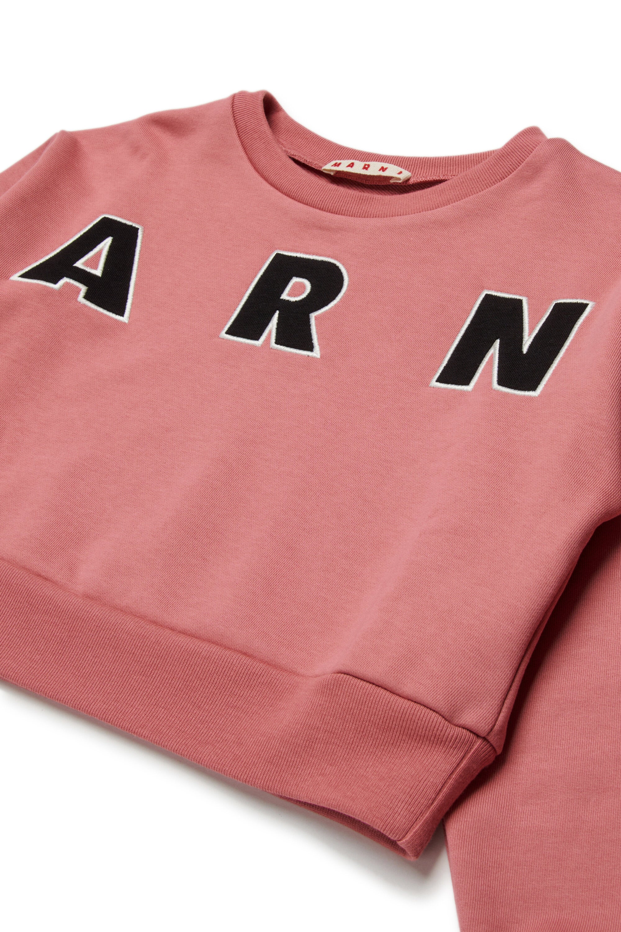Felpa girocollo cropped con logo Patch Marni ricamato
