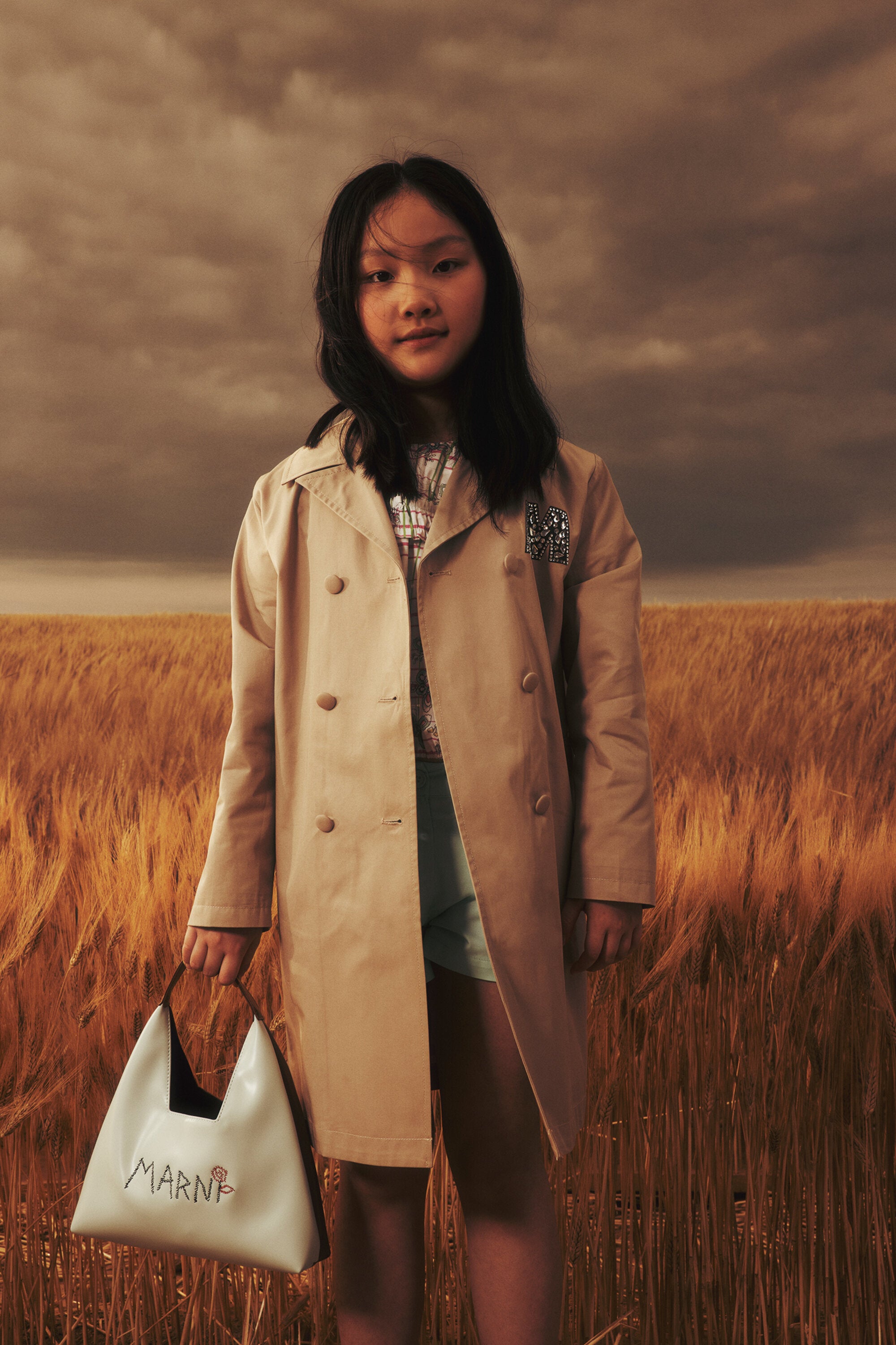 Giacca trench con logo Rhinestones