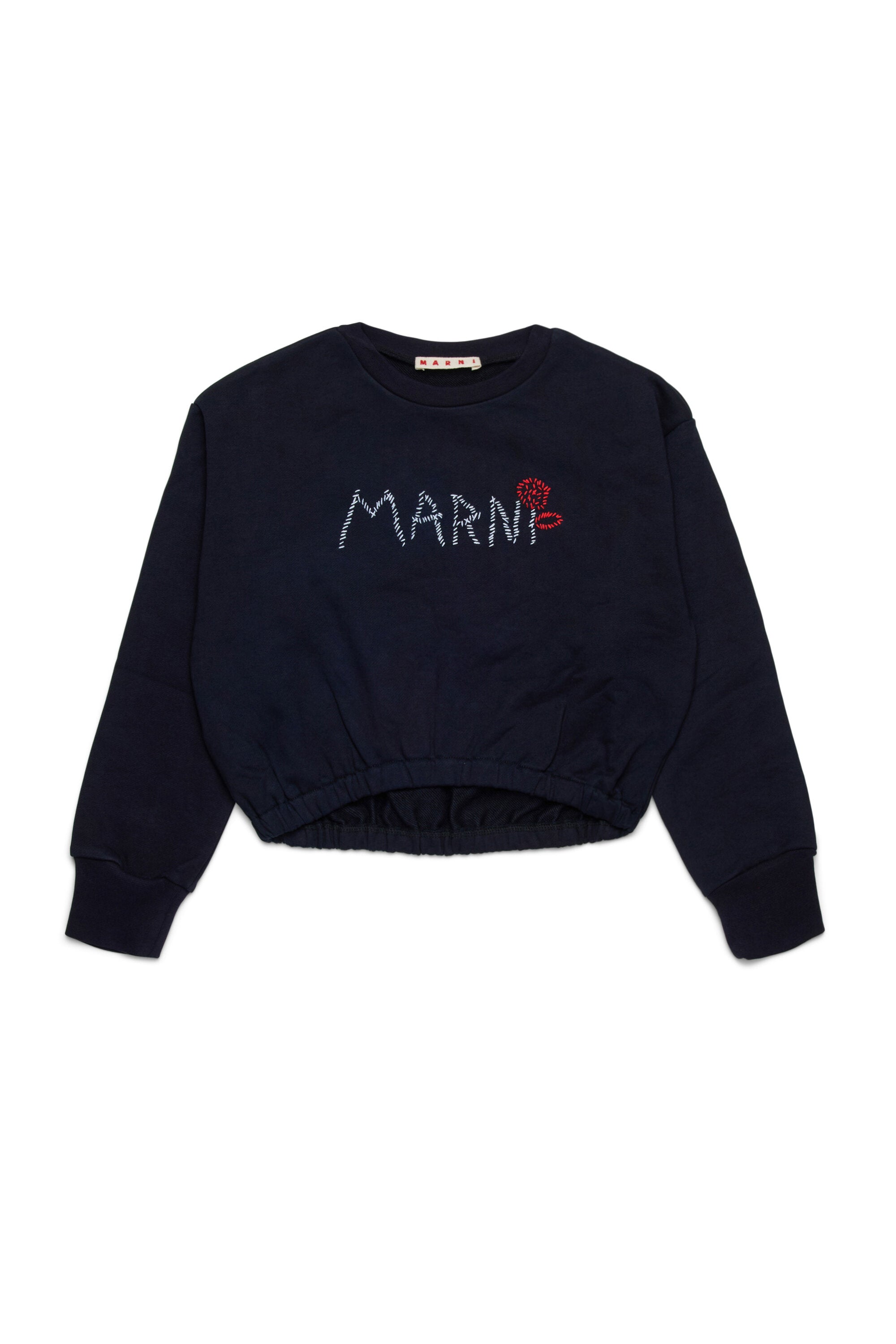 Felpa cropped girocollo con logo Marni Flower