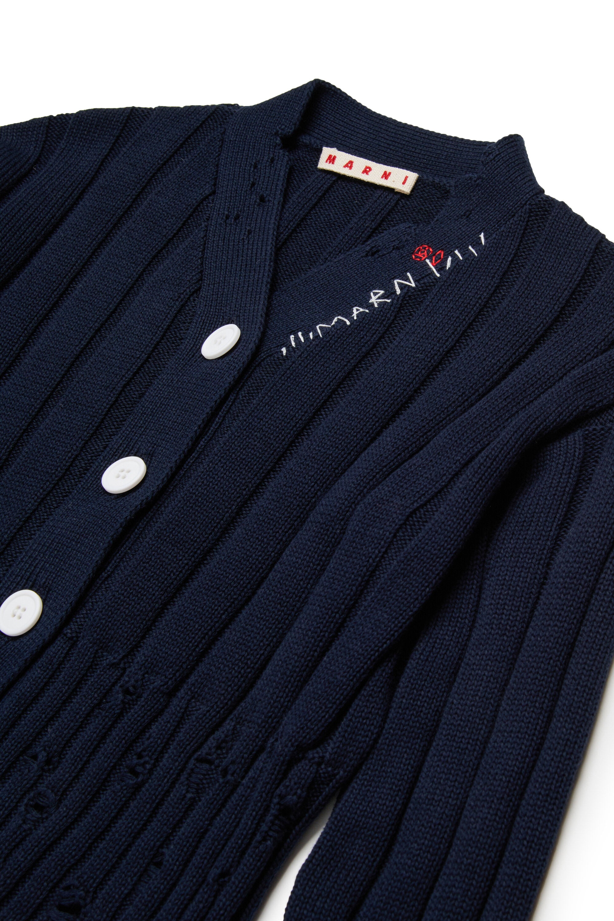 Ribbed cardigan with rips