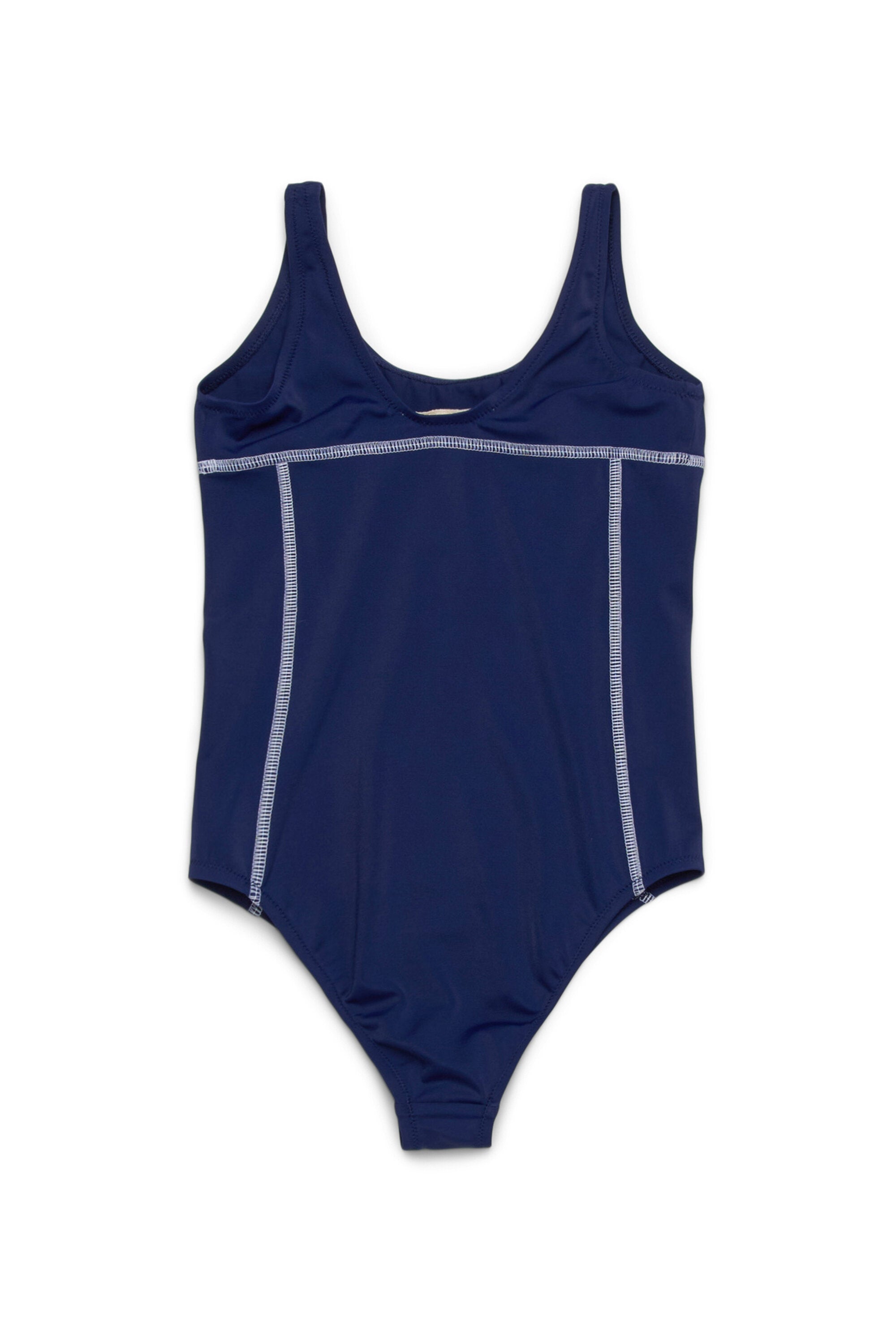 One-piece swimsuit with institutional logo
