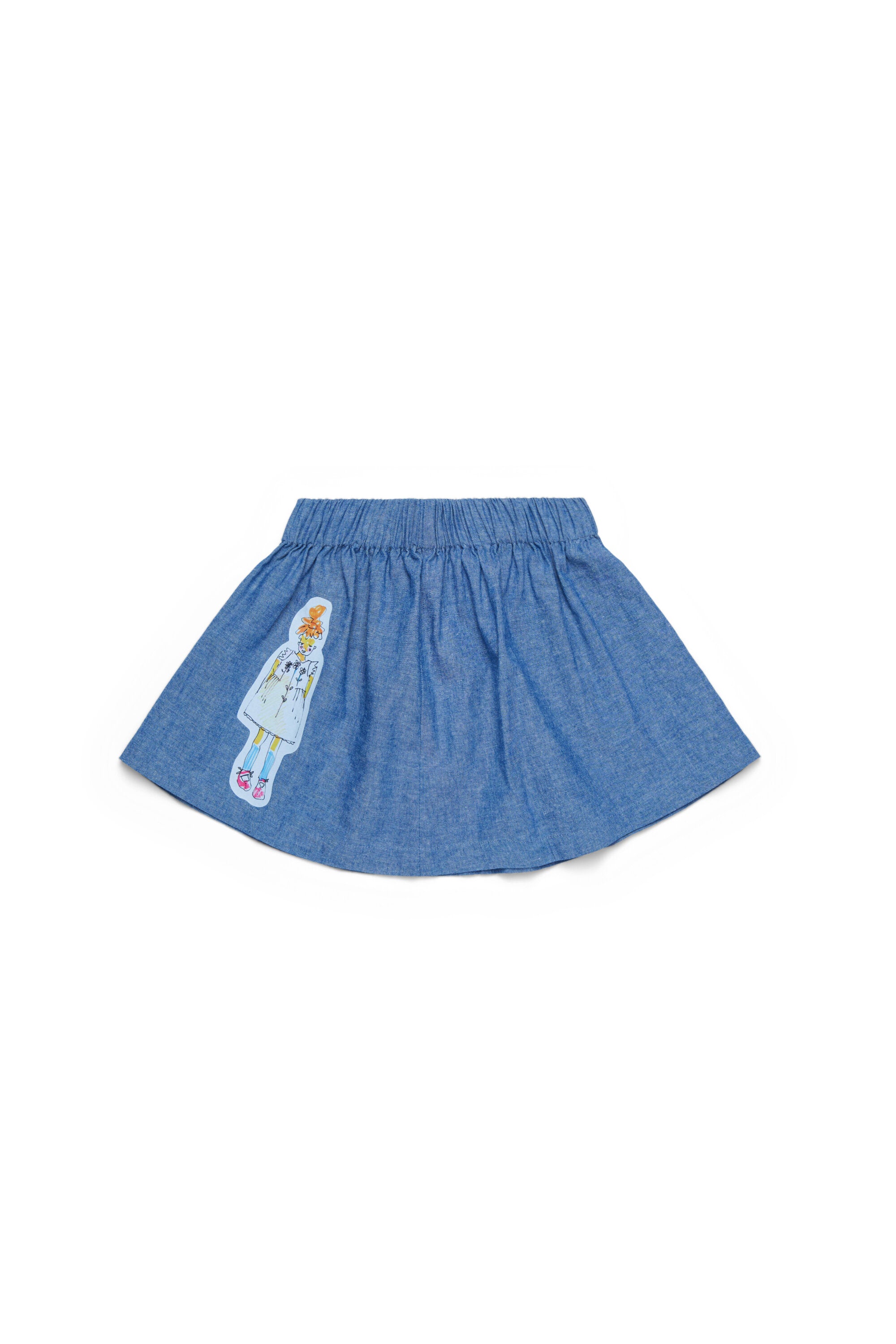 Gonna in chambray con disegni