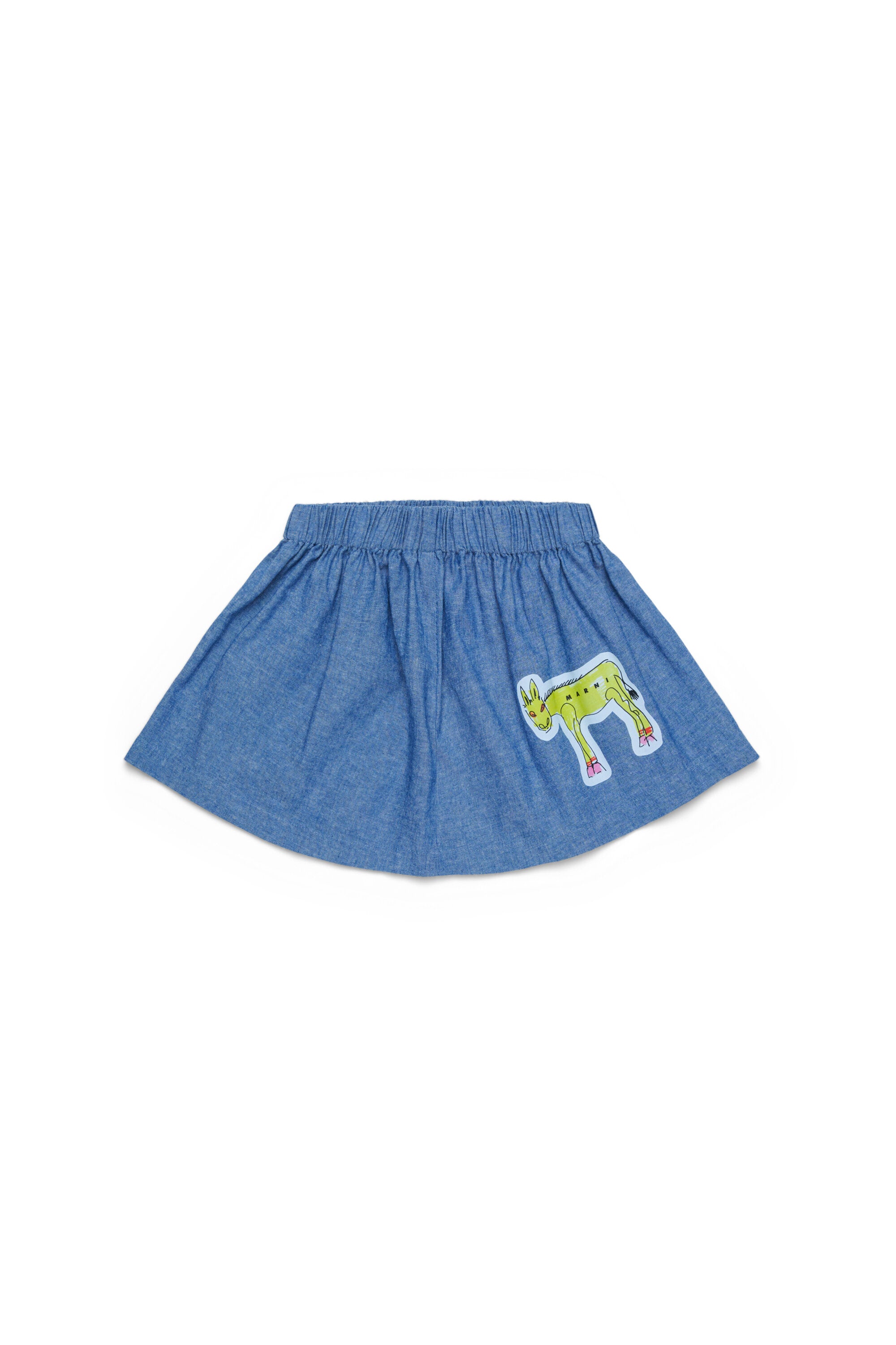 Gonna in chambray con disegni