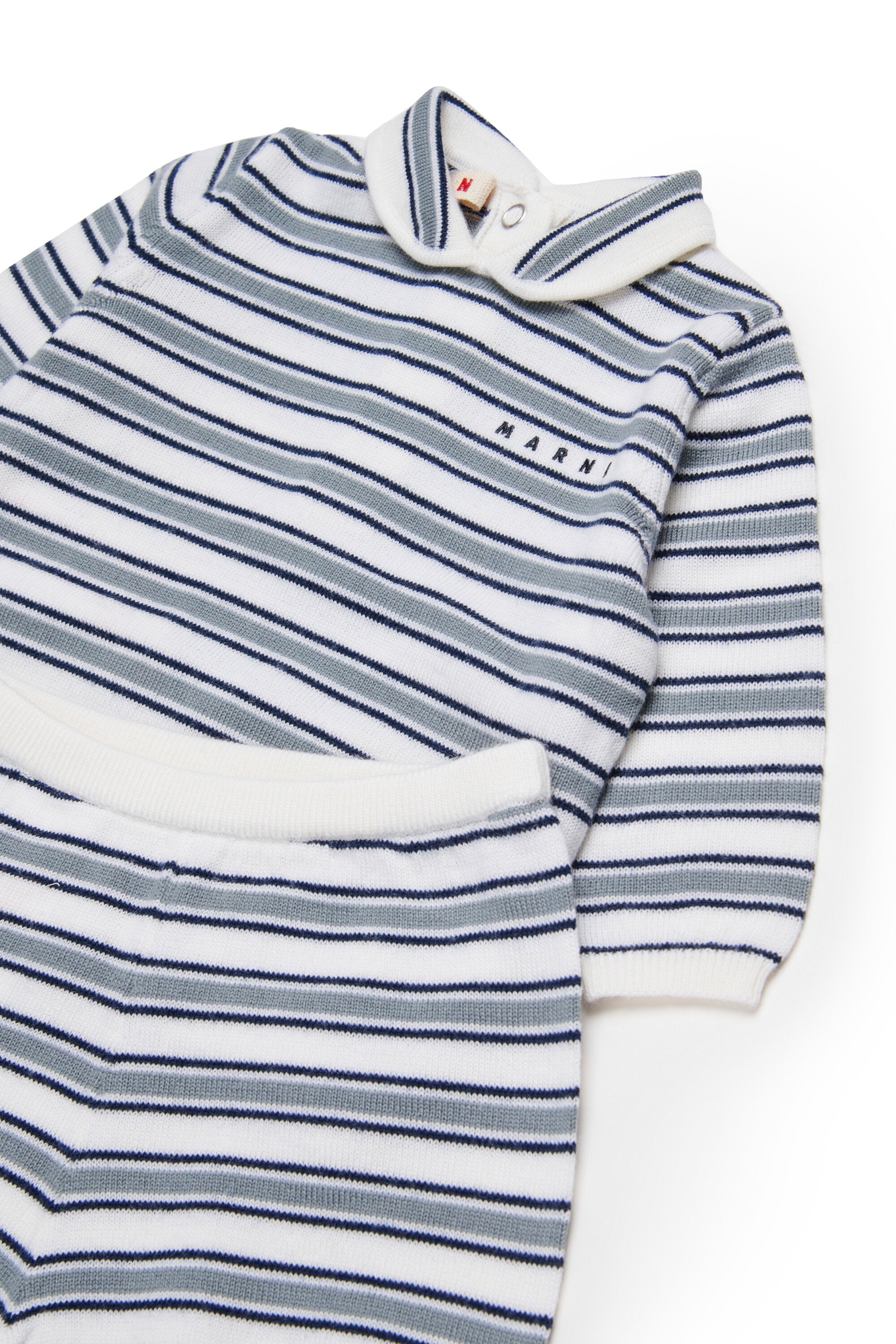 Set tuta in lana allover a righe