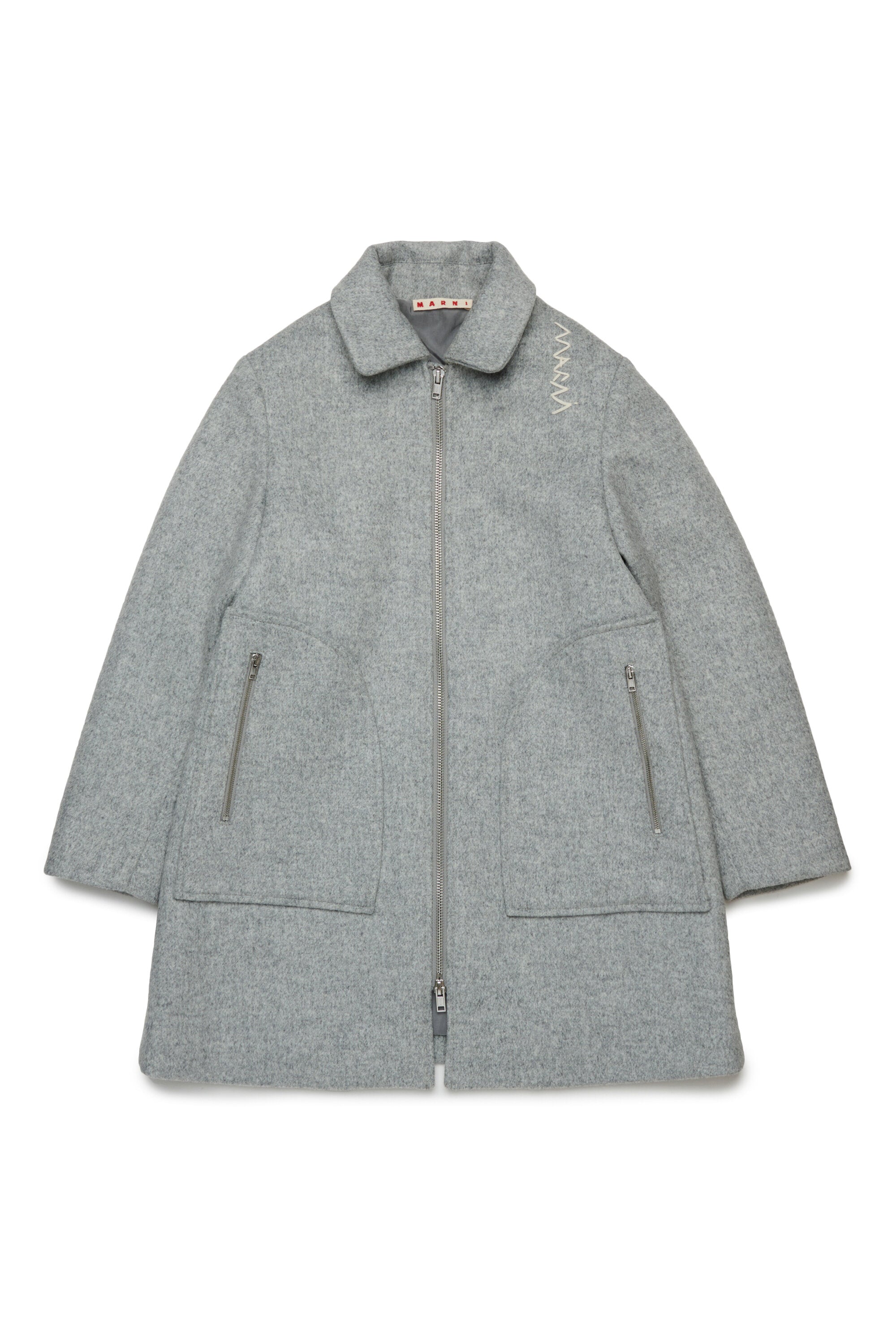 Cappotto lungo in panno con logo