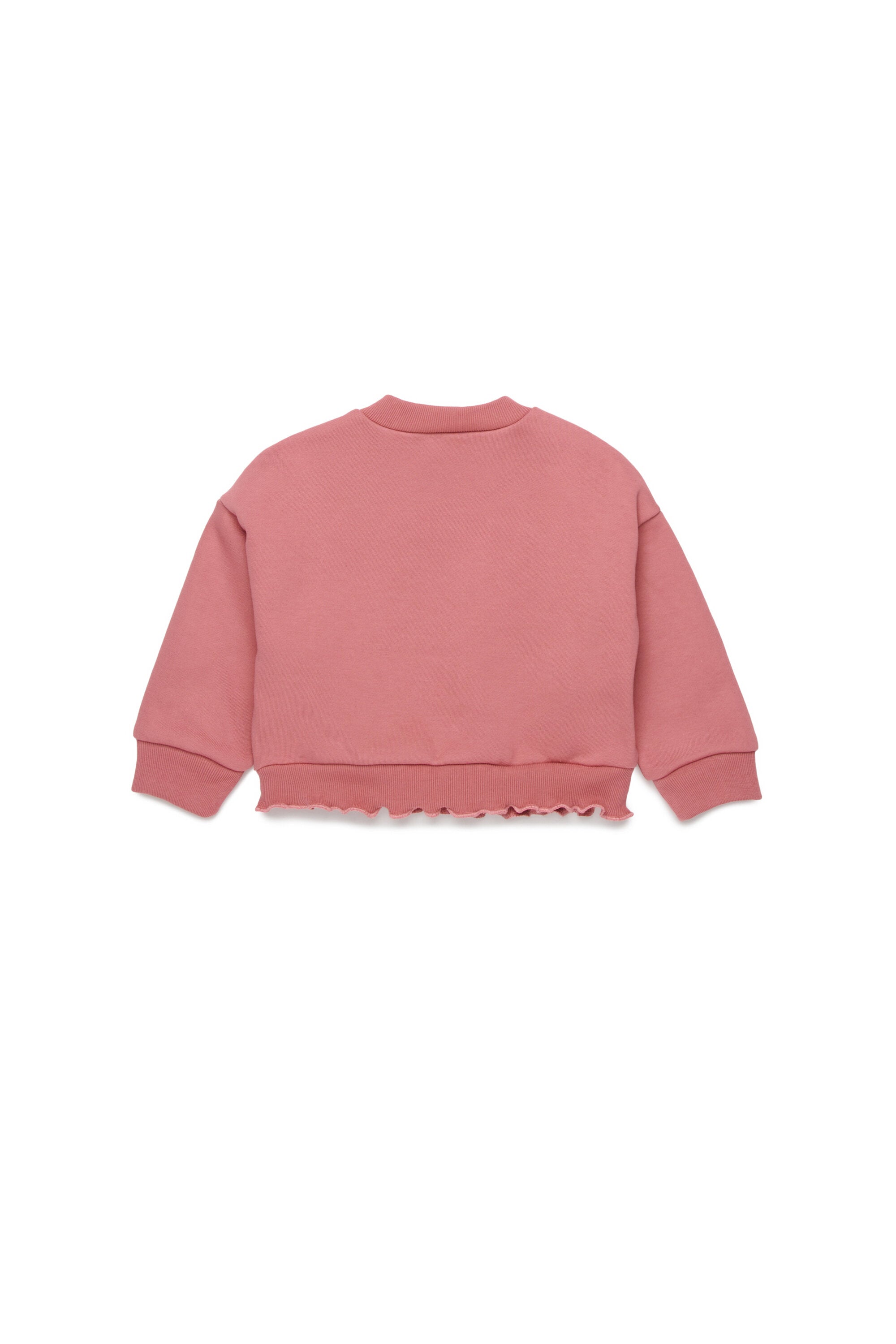 Crew-neck sweatshirt with flounces on the bottom