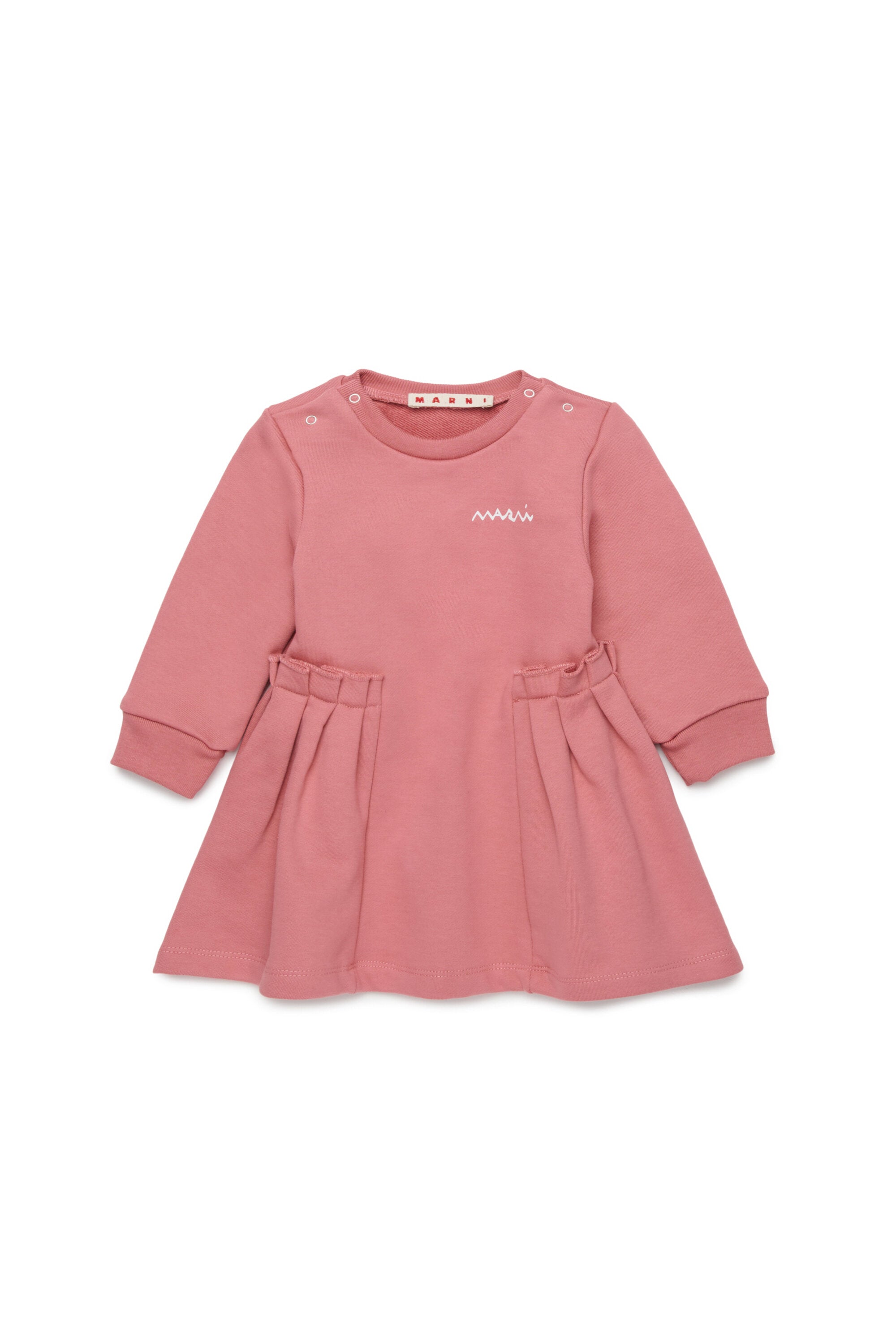 Fleece midi dress with flounces