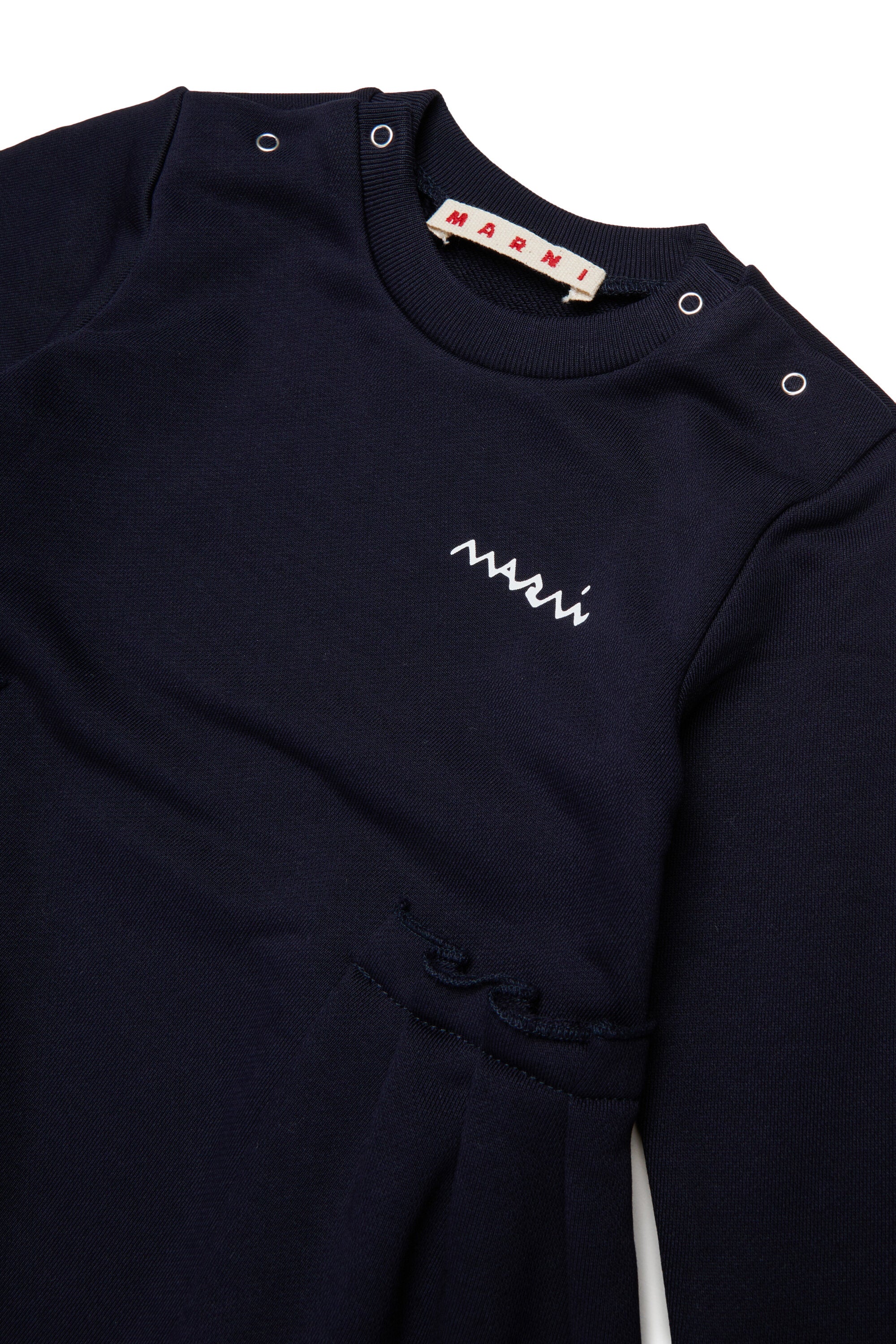 Abito midi in felpa con balze