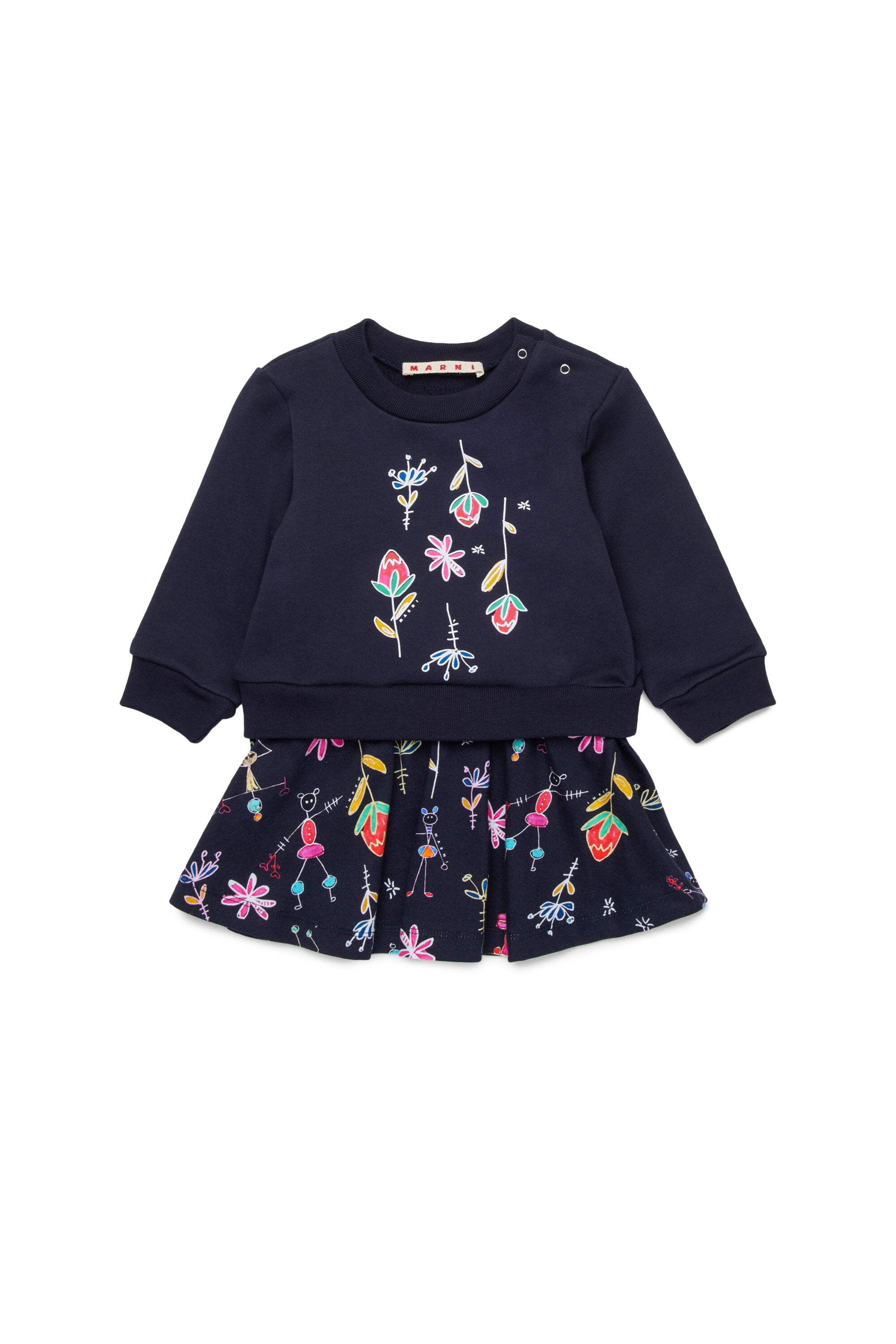 Abito midi in felpa e jersey con grafica Nutcracker