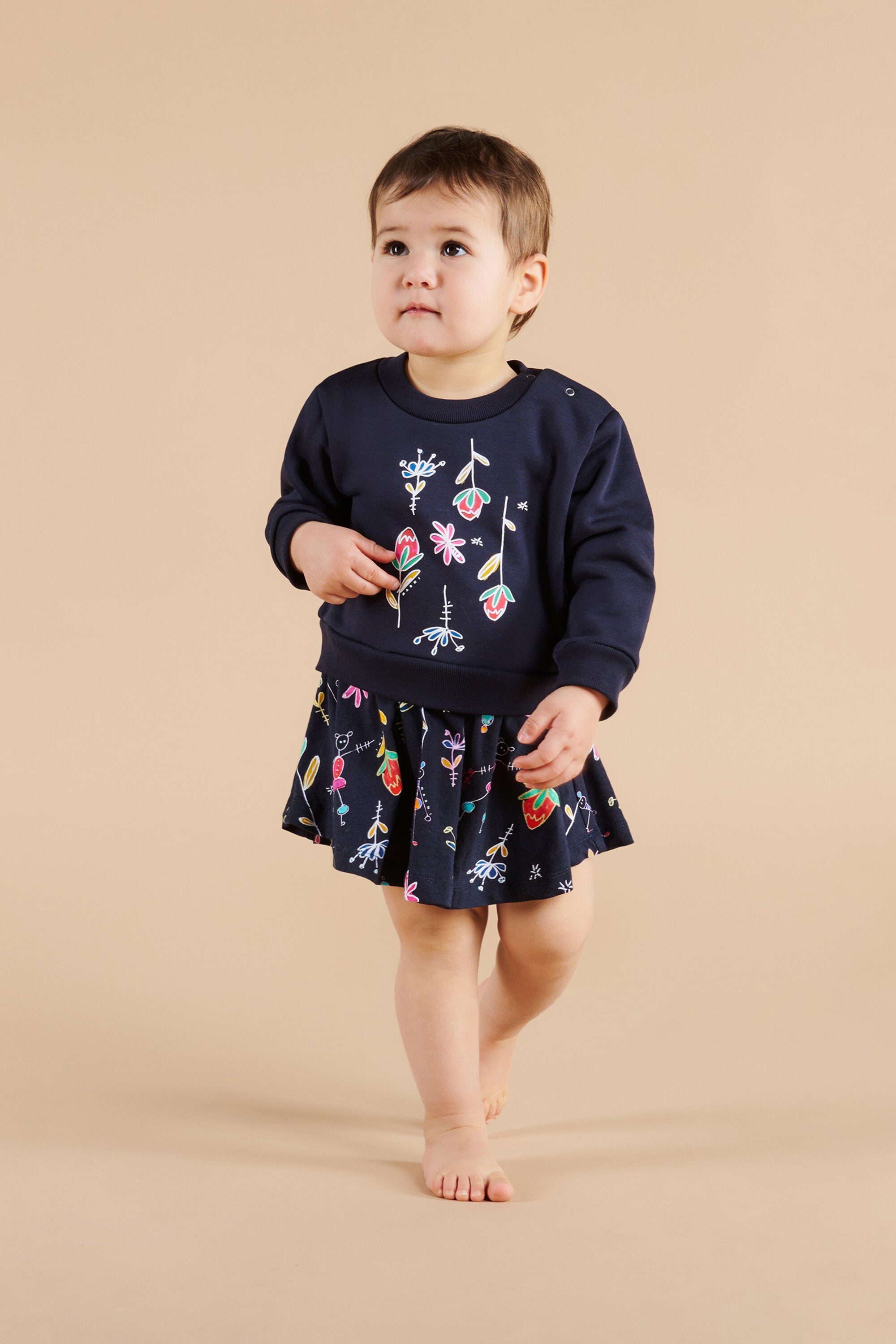 Abito midi in felpa e jersey con grafica Nutcracker