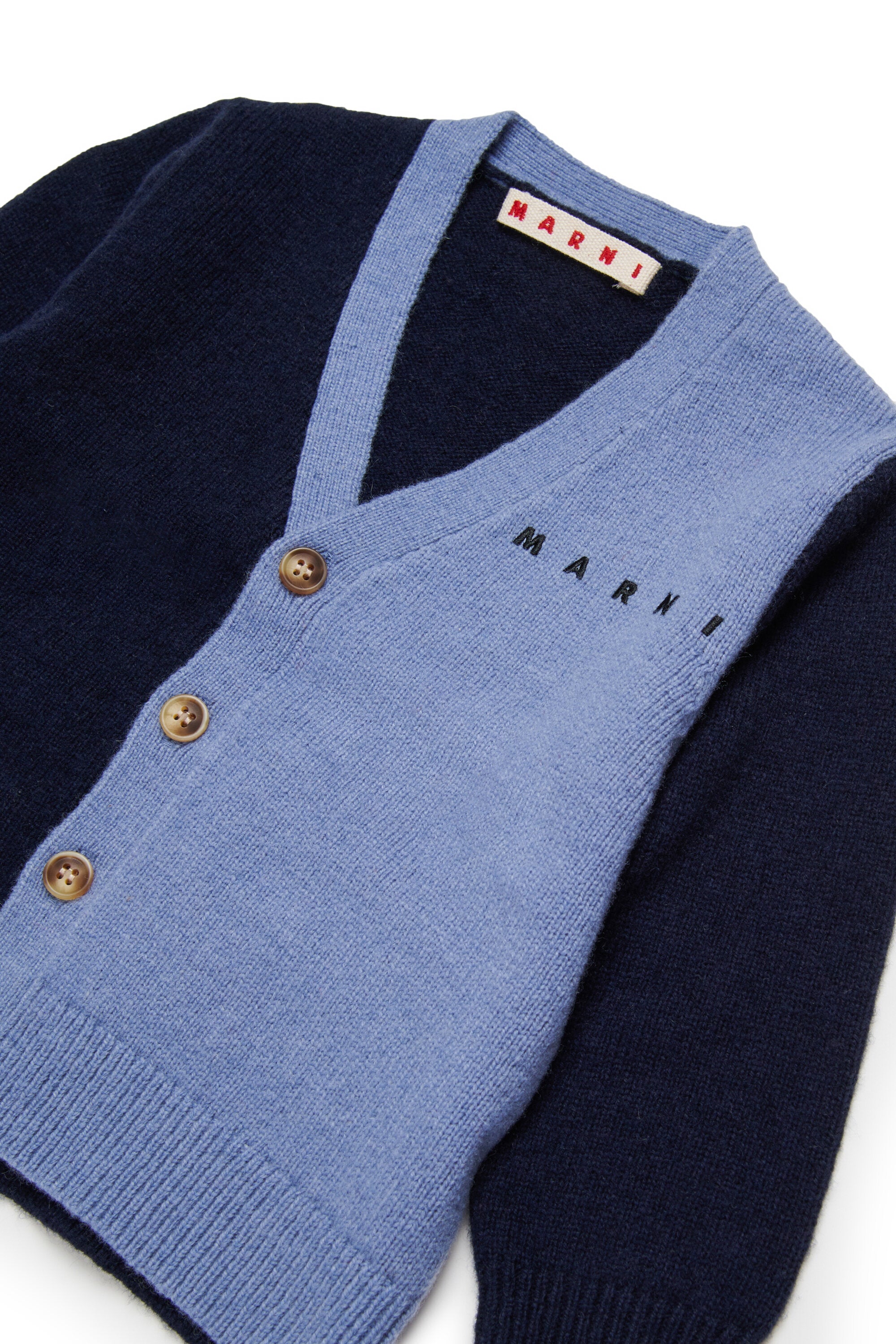 Cardigan in misto lana colorblock