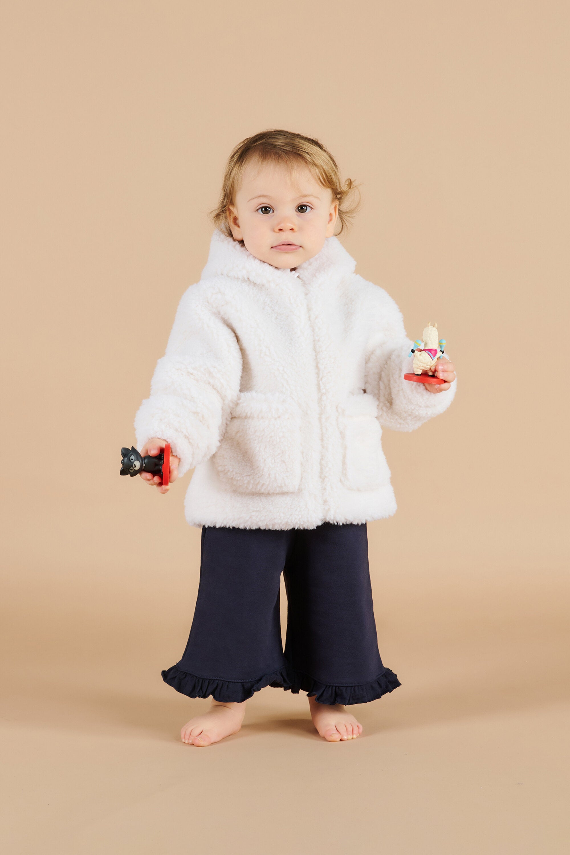 Giacca teddy con cappuccio e logo