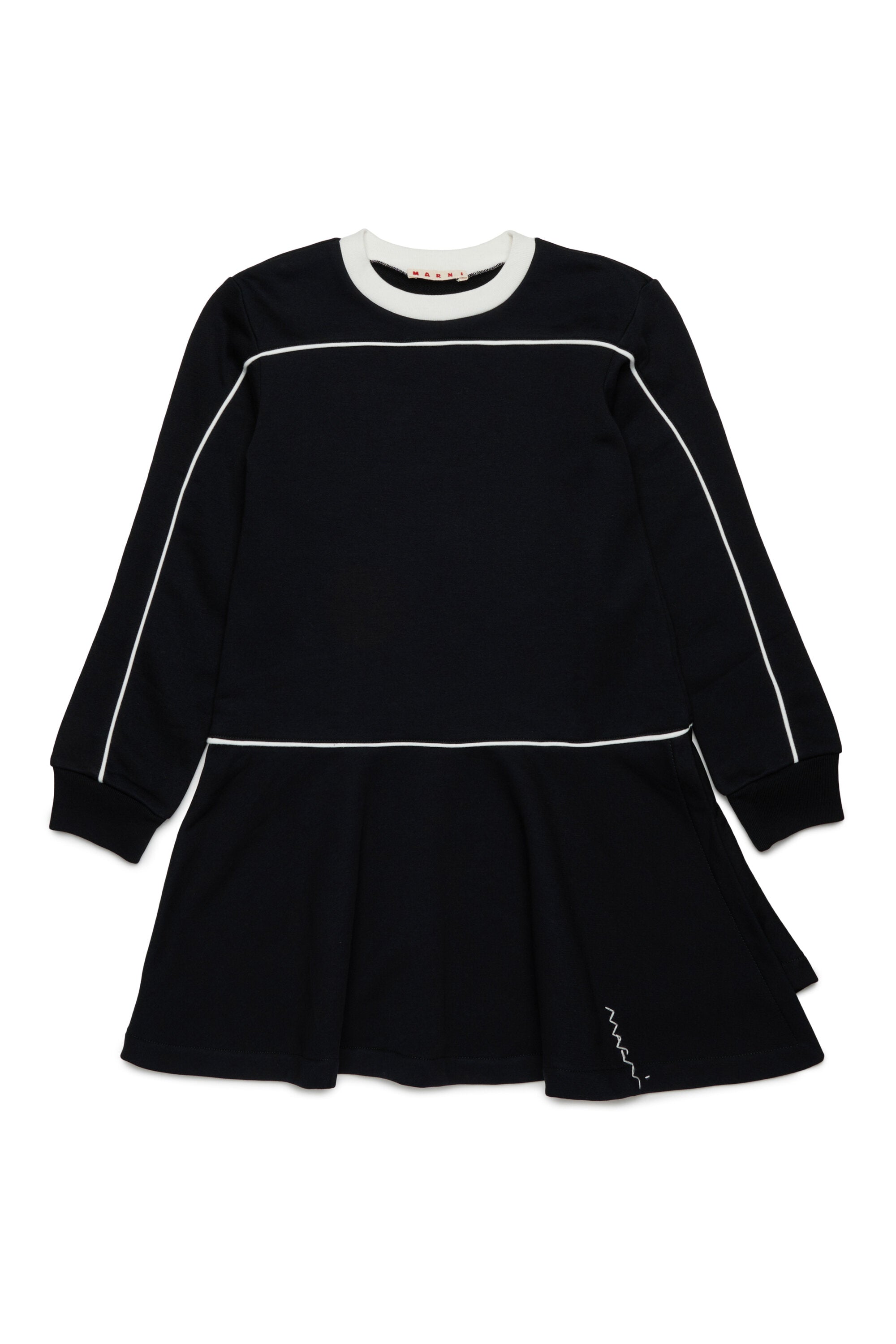 Abito corto in felpa con piping a contrasto