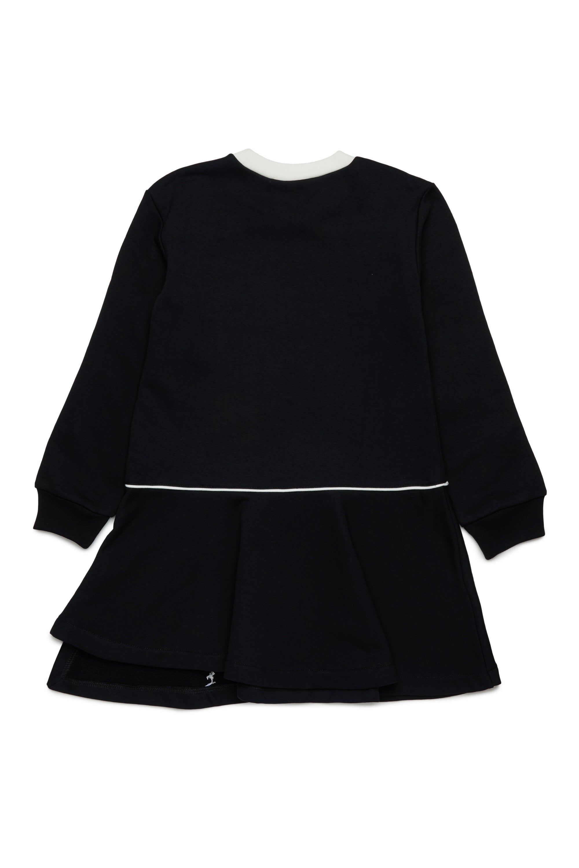 Abito corto in felpa con piping a contrasto