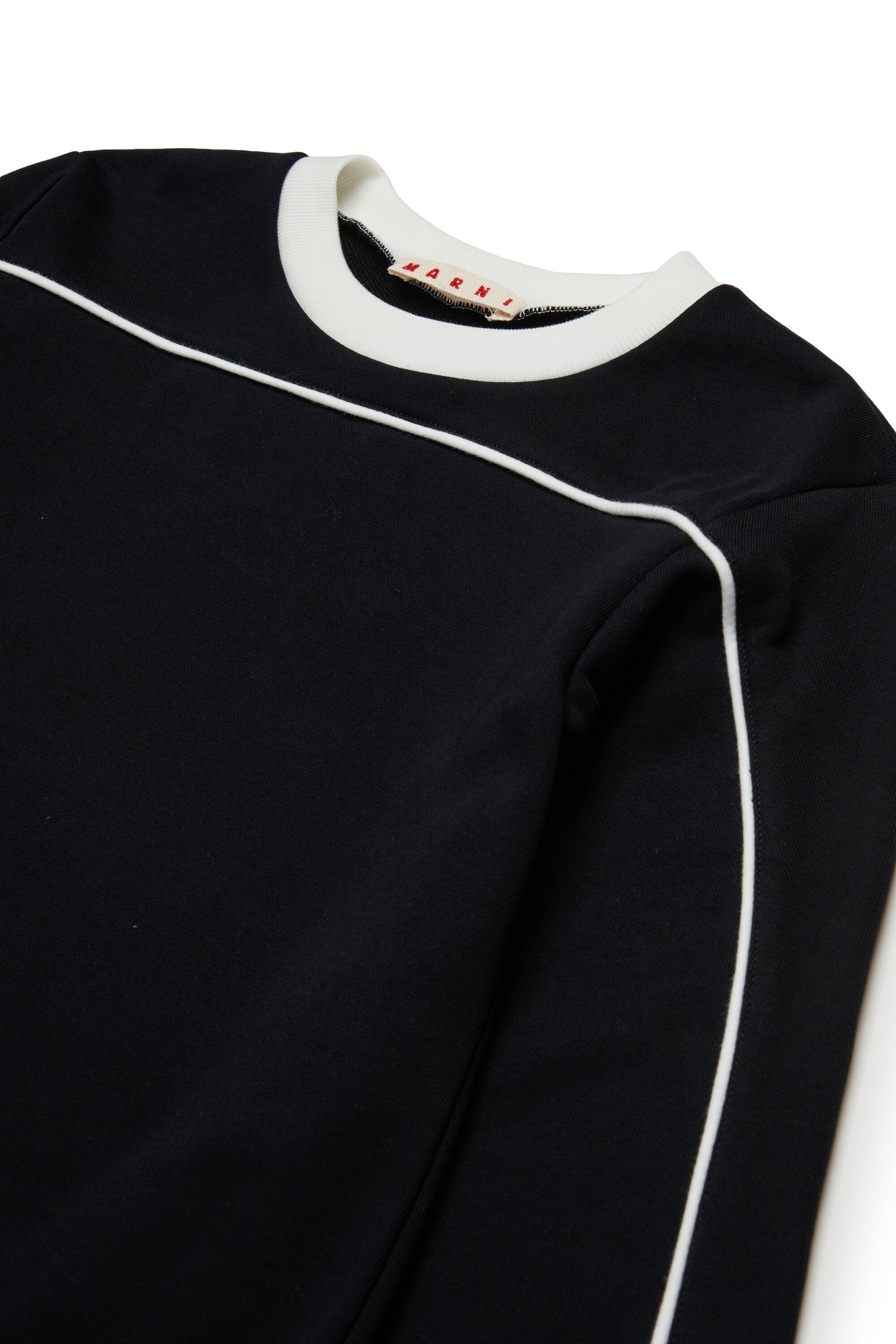 Abito corto in felpa con piping a contrasto