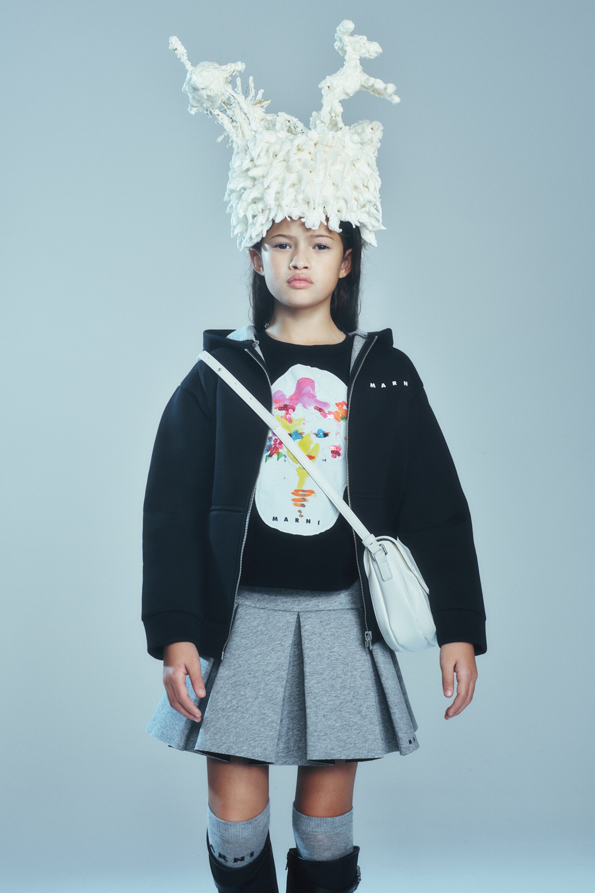 Minigonna in neoprene a balze