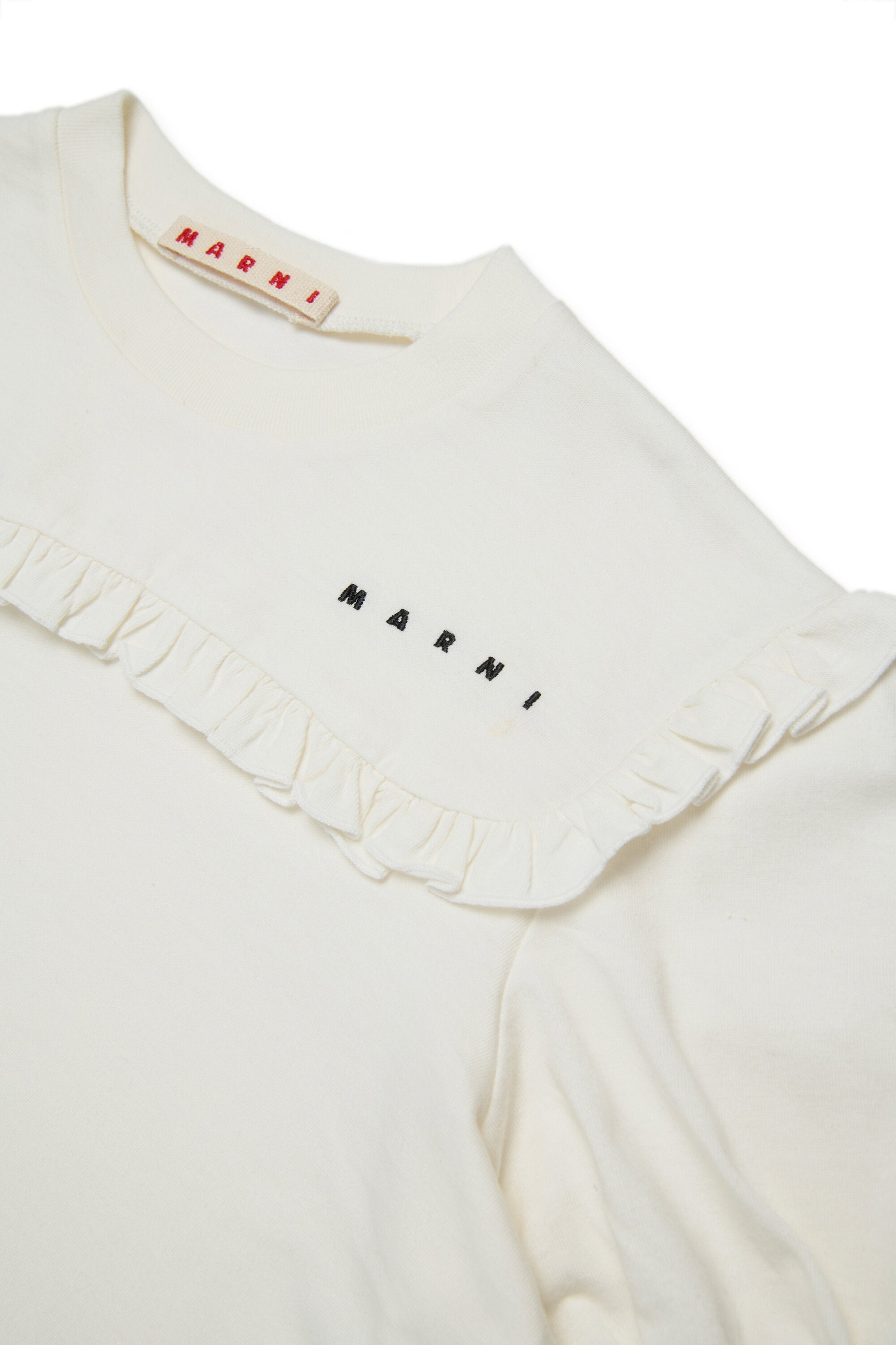 T-shirt in jersey con ruches e logo