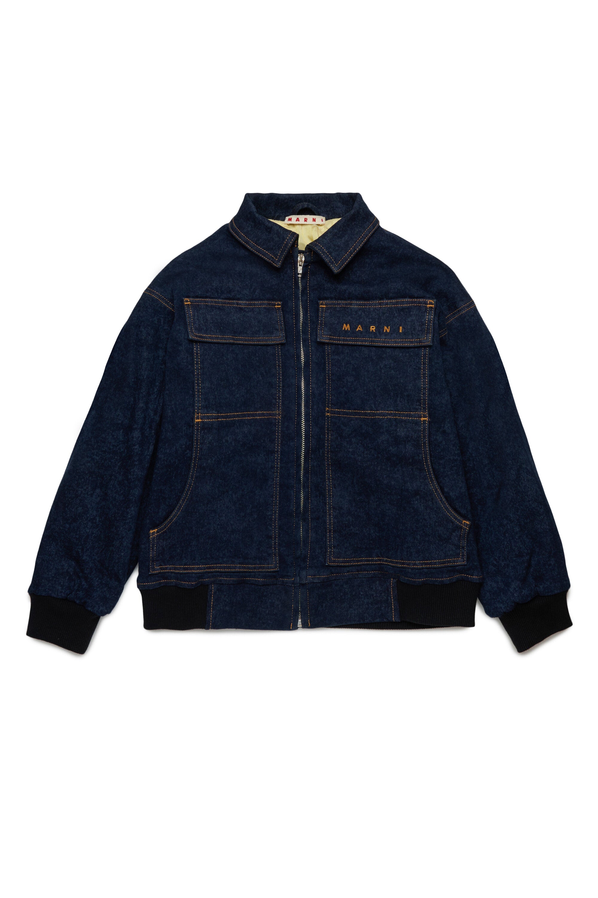 Veste matelassée en denim marbré