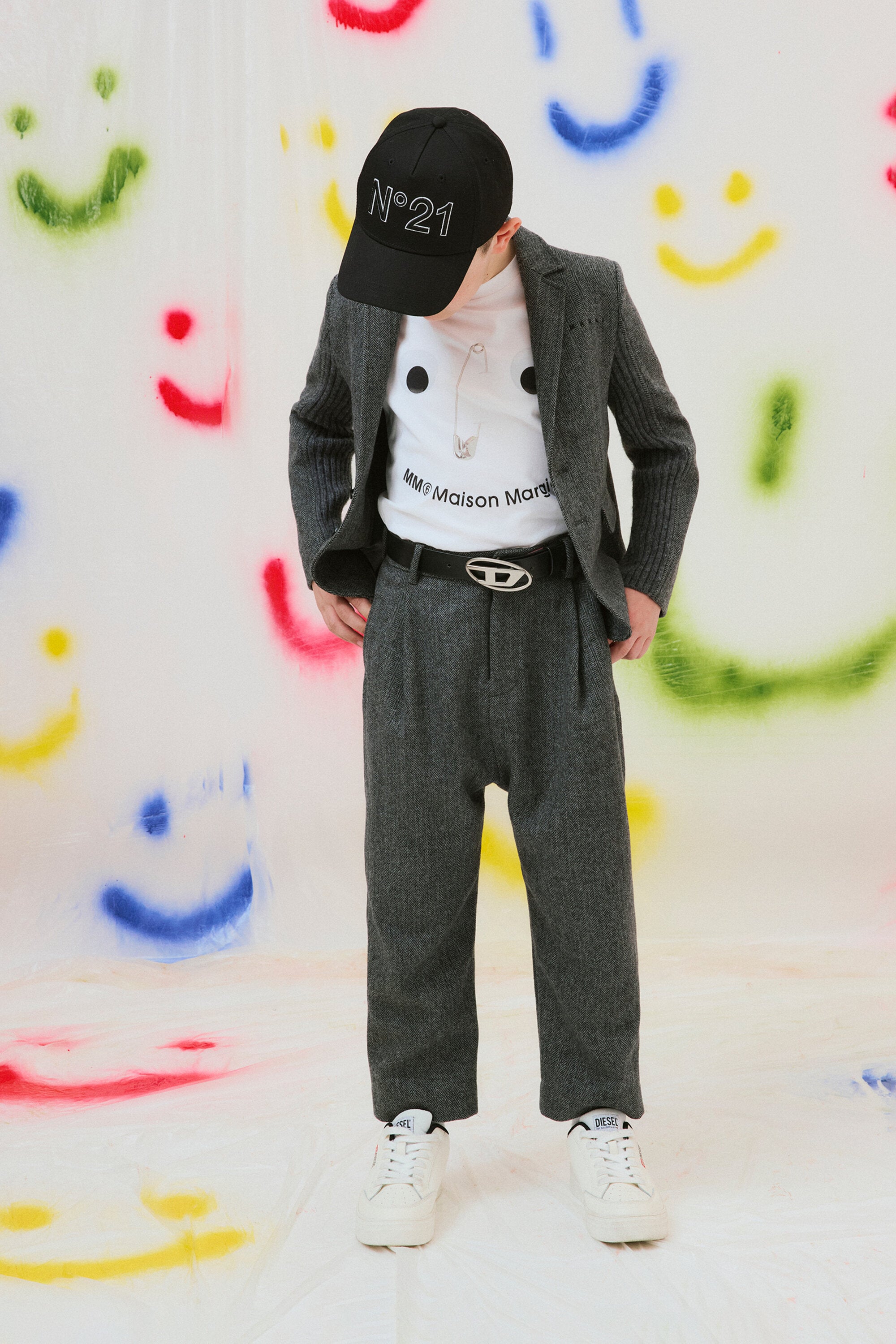 Giacca blazer in misto lana spigata