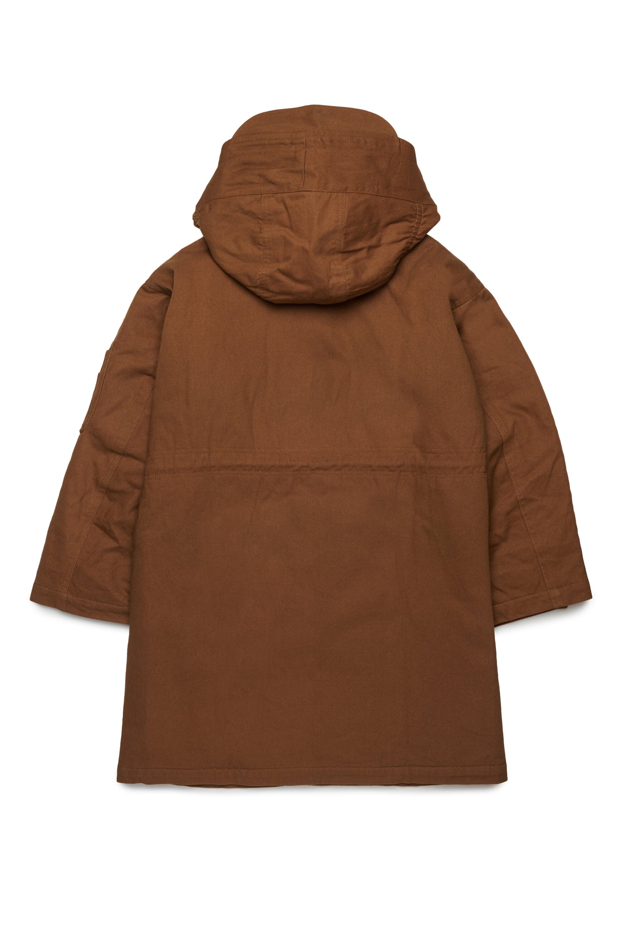 Parka in gabardina con cappuccio e coulisse