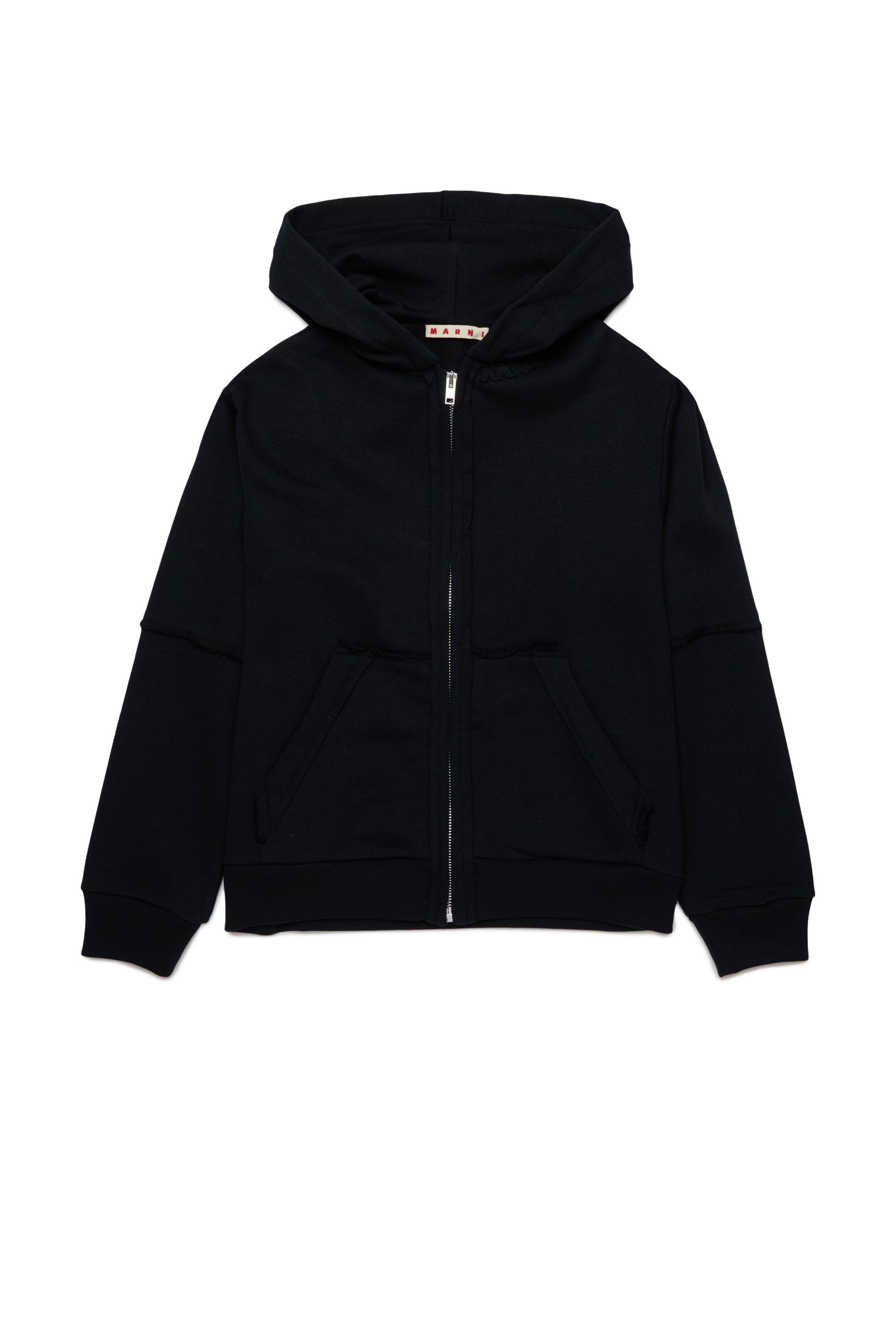 Hooded sweatshirt with raw cut details