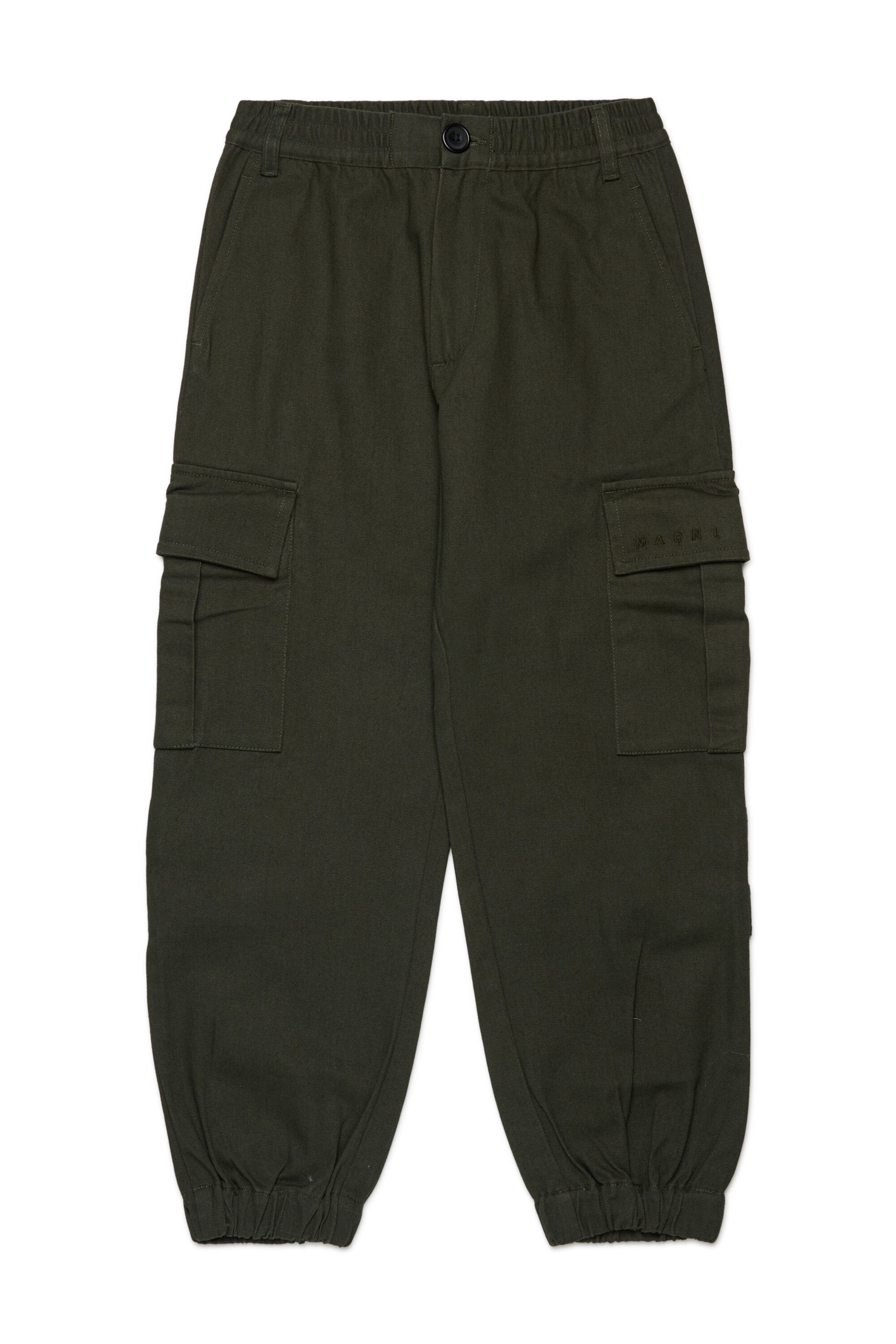 Gabardine cargo pants with adjustable straps