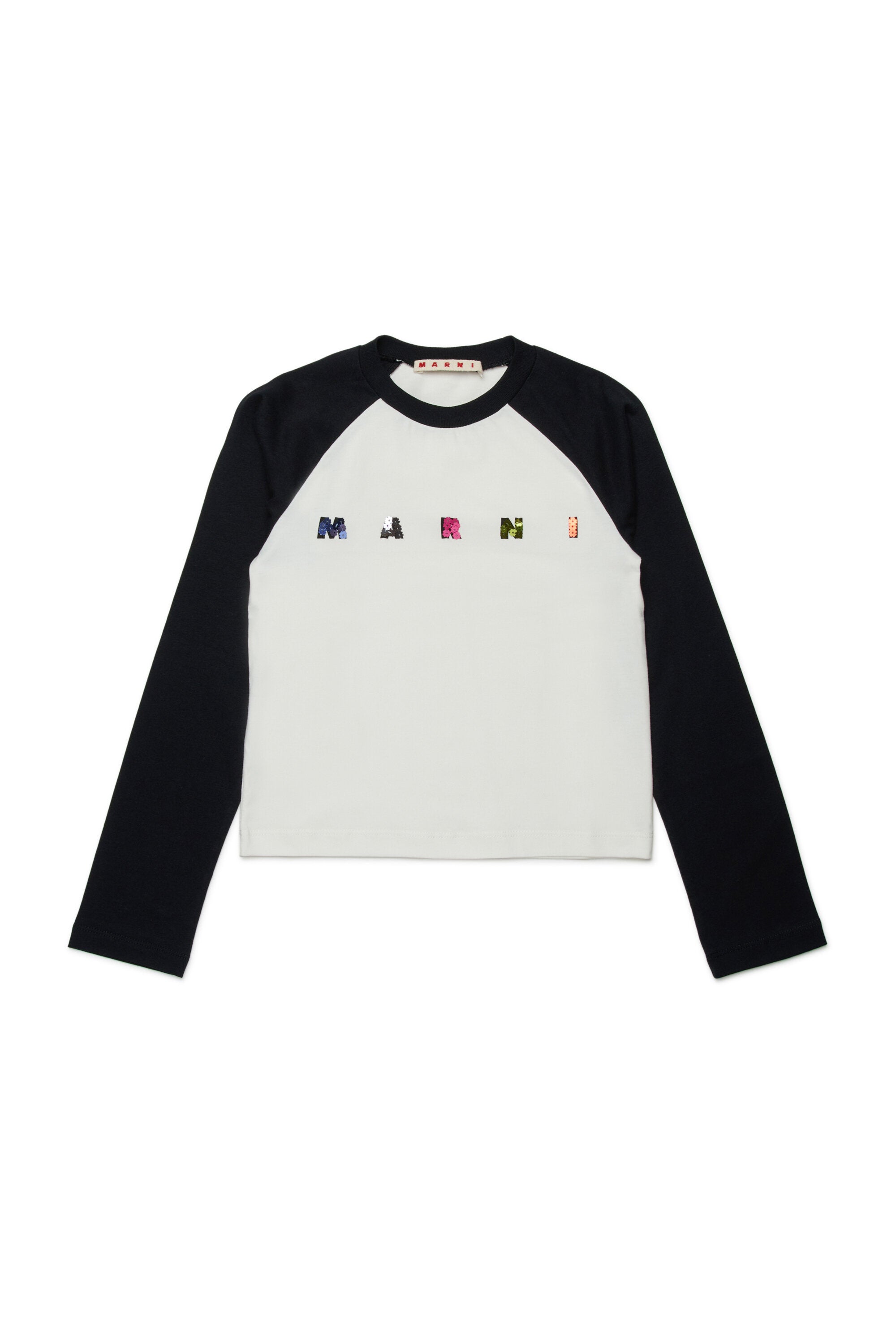 Langärmeliges Jersey-T-Shirt mit Marni-Pailletten-Logo
