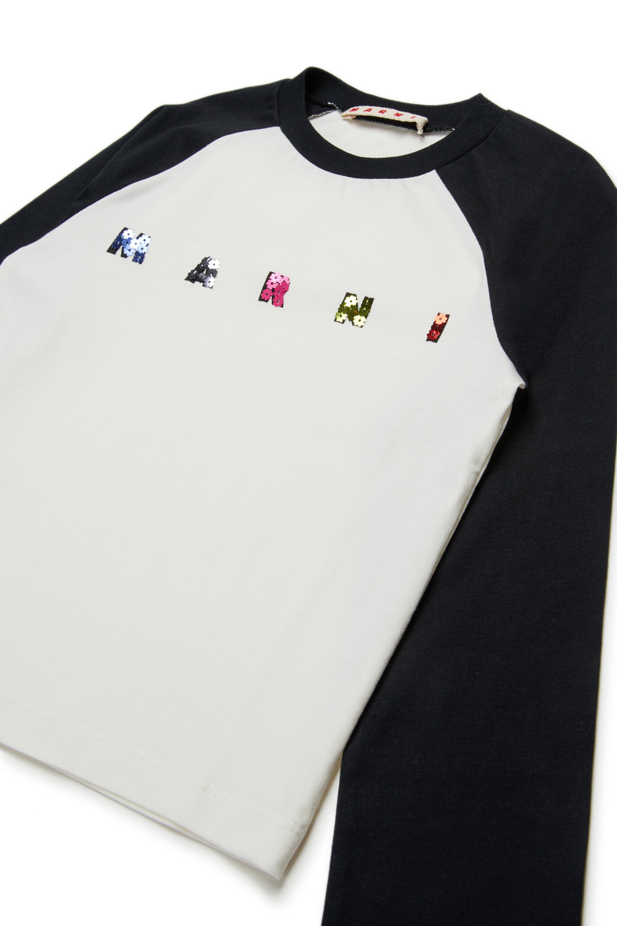 Langärmeliges Jersey-T-Shirt mit Marni-Pailletten-Logo