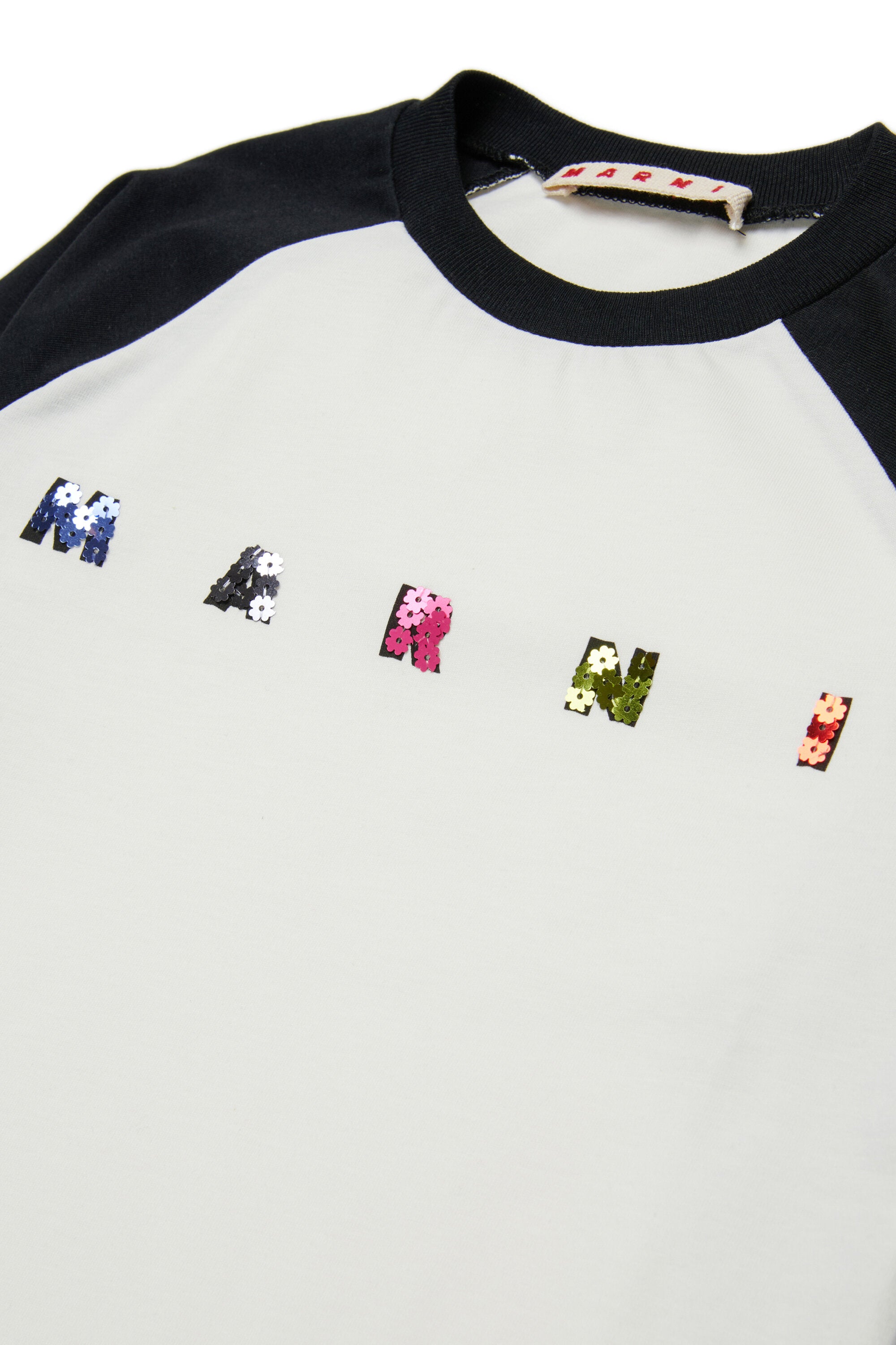 Langärmeliges Jersey-T-Shirt mit Marni-Pailletten-Logo