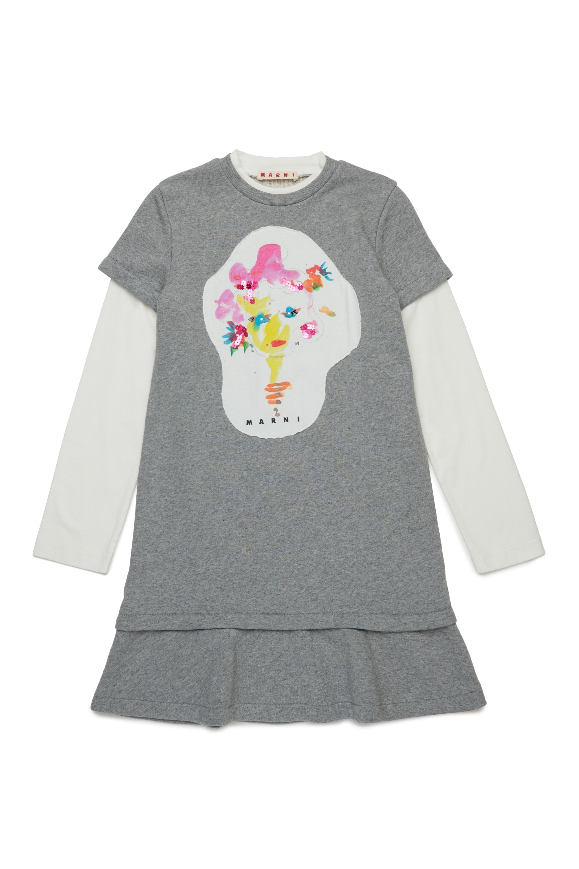 Abito corto in felpa con patch Marni Flower