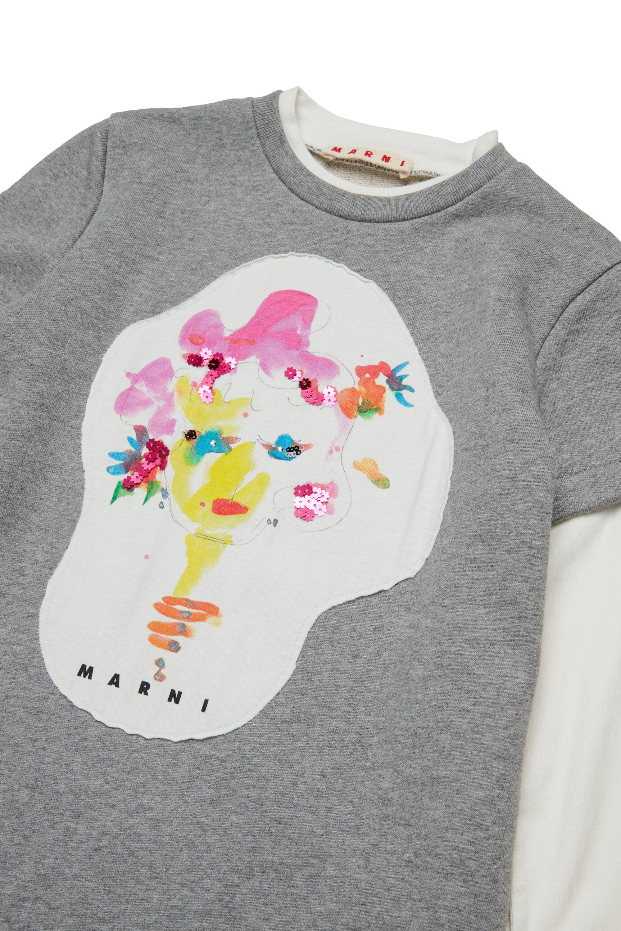 Abito corto in felpa con patch Marni Flower