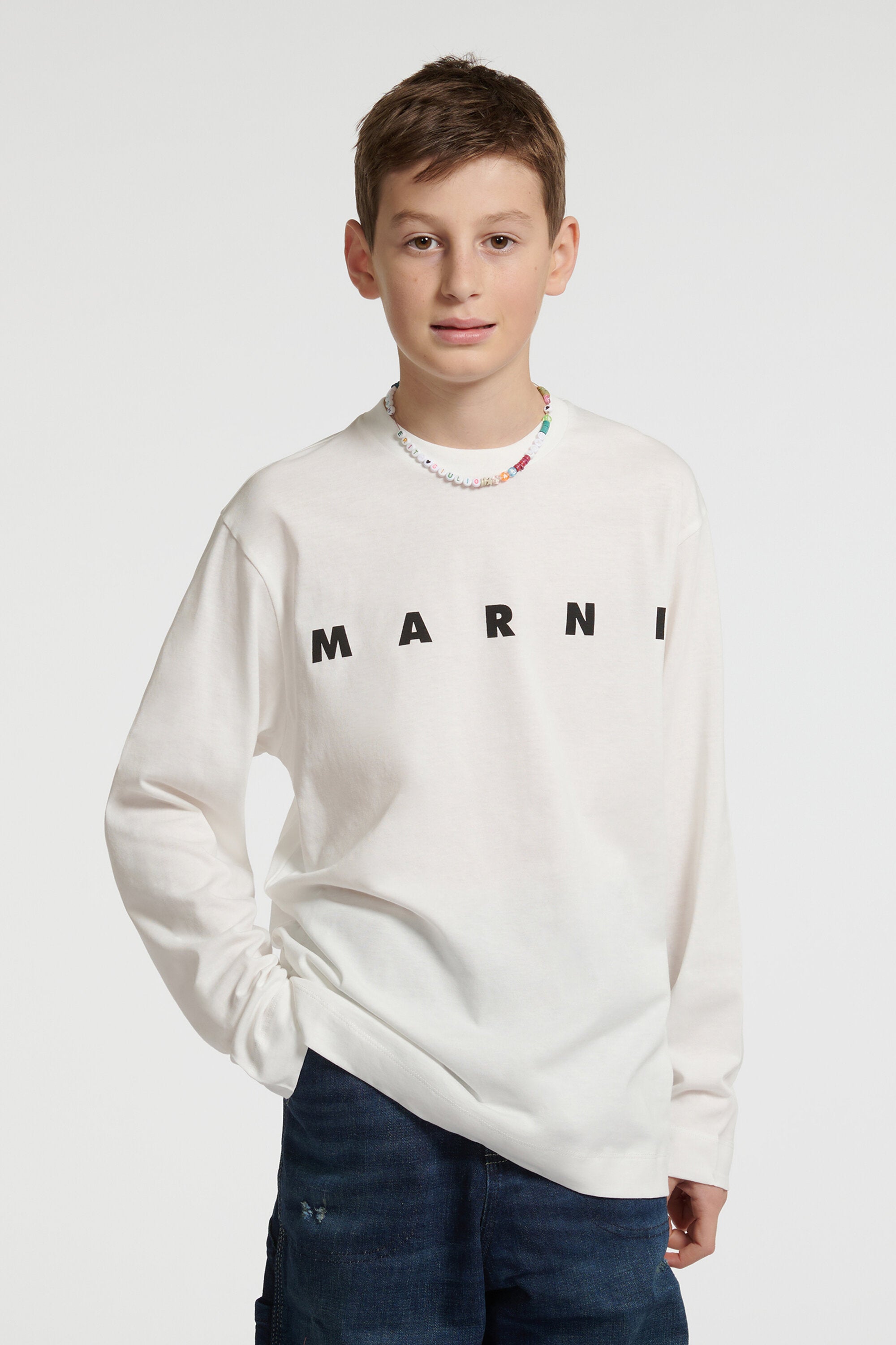 T-shirt en jersey à manches longues avec logo Marni