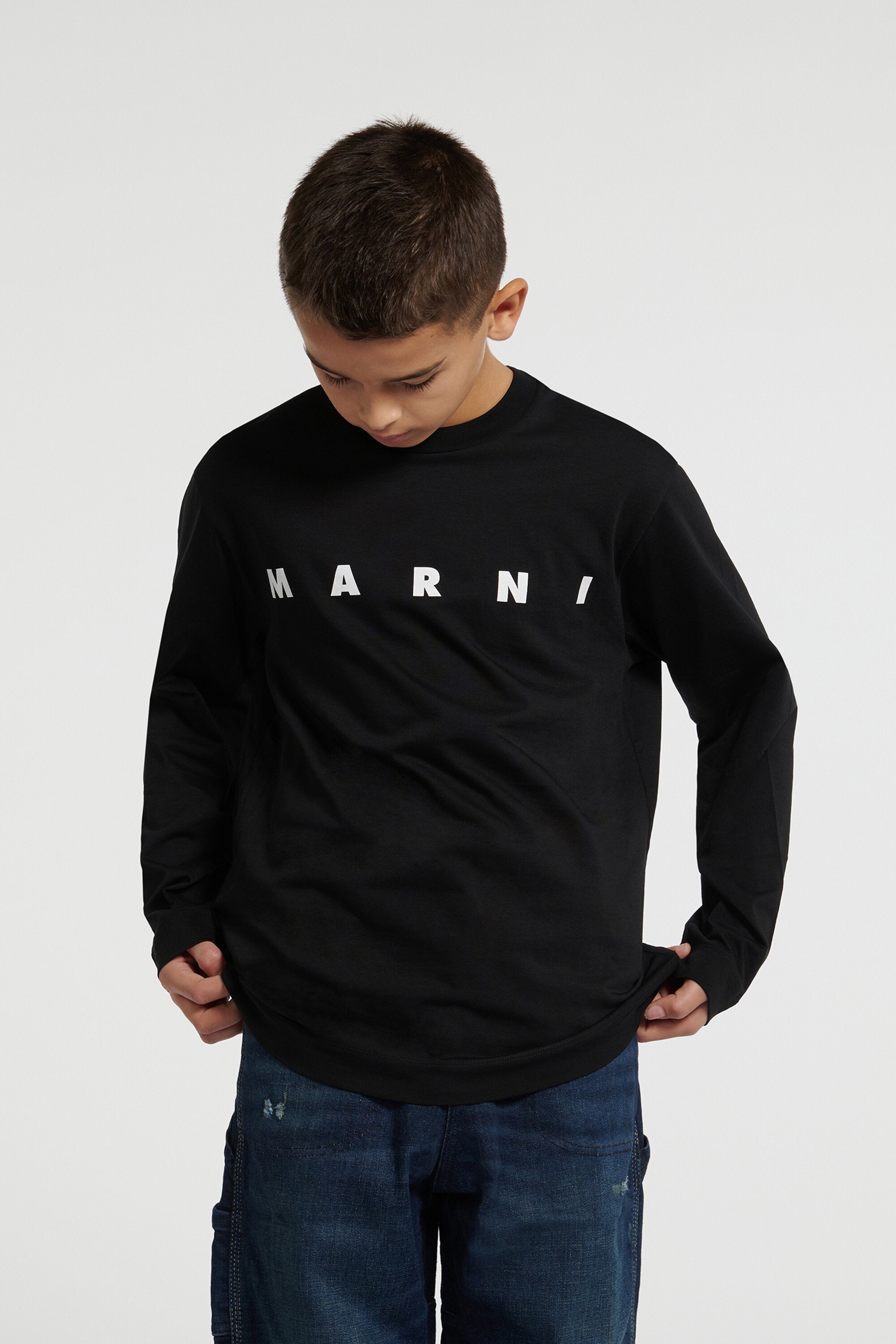 T-shirt manica lunga in jersey con logo Marni