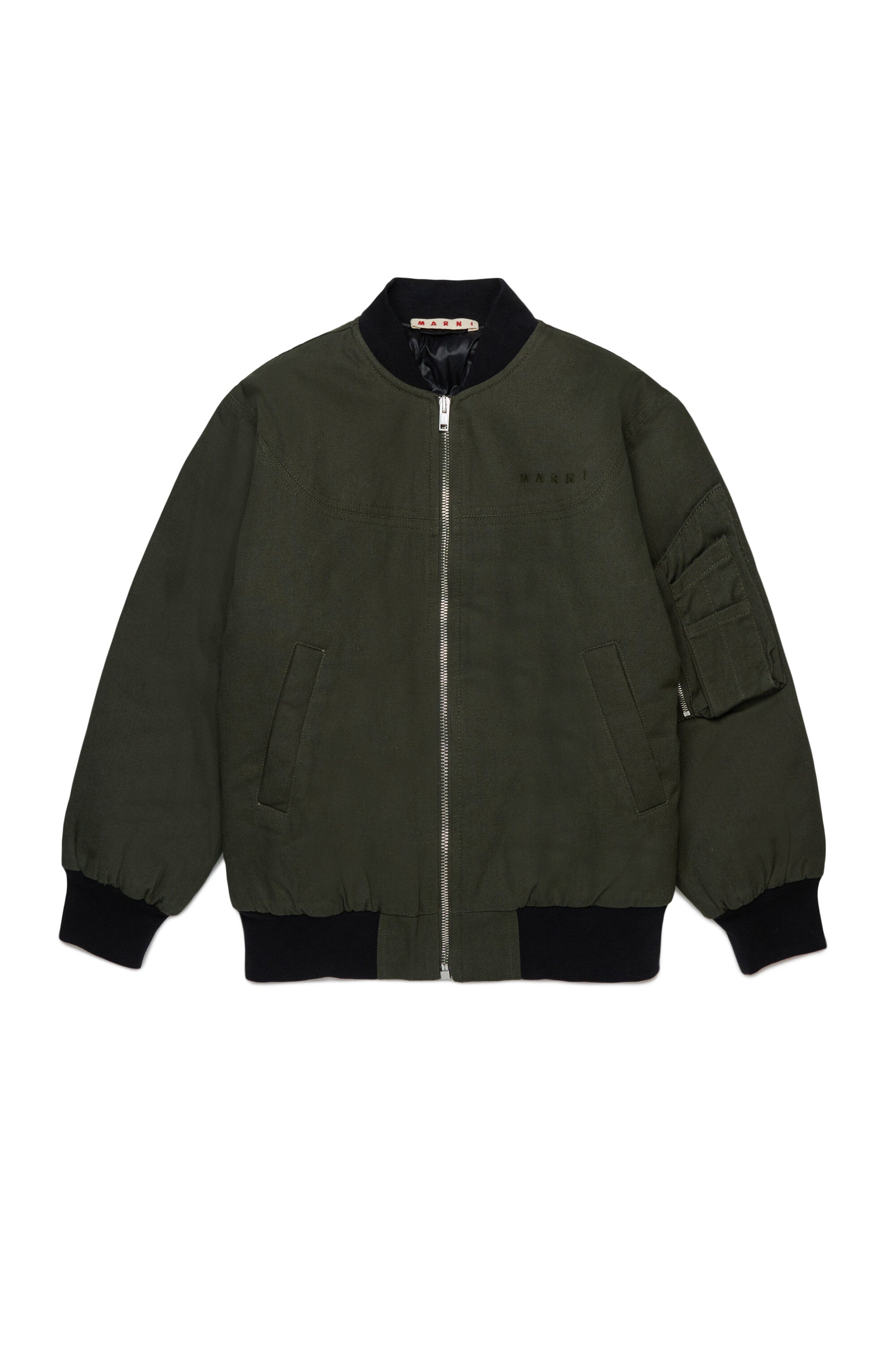 Bomber in gabardina con logo