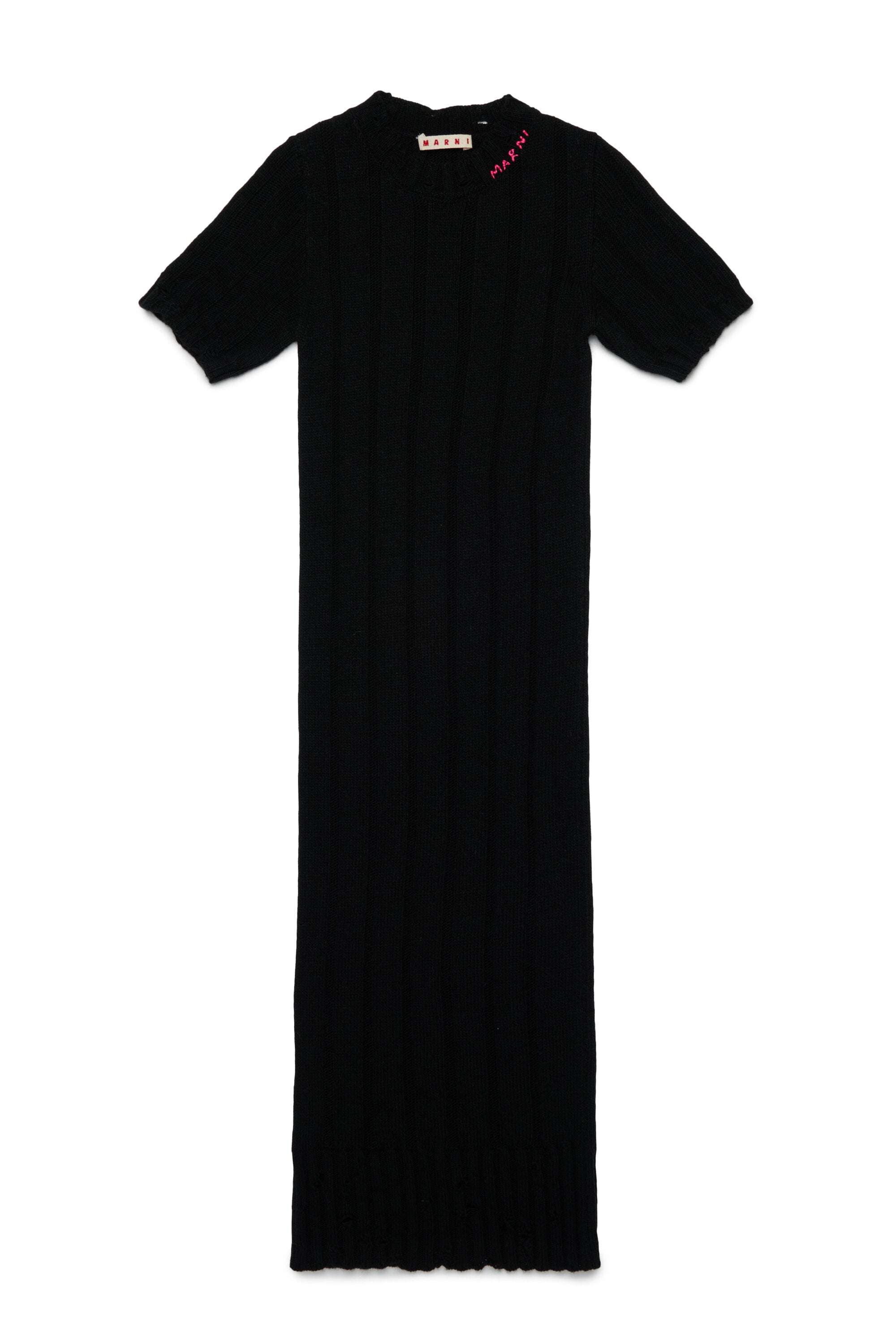 Langes Kleid aus einer Wollmischung mit Brüchen