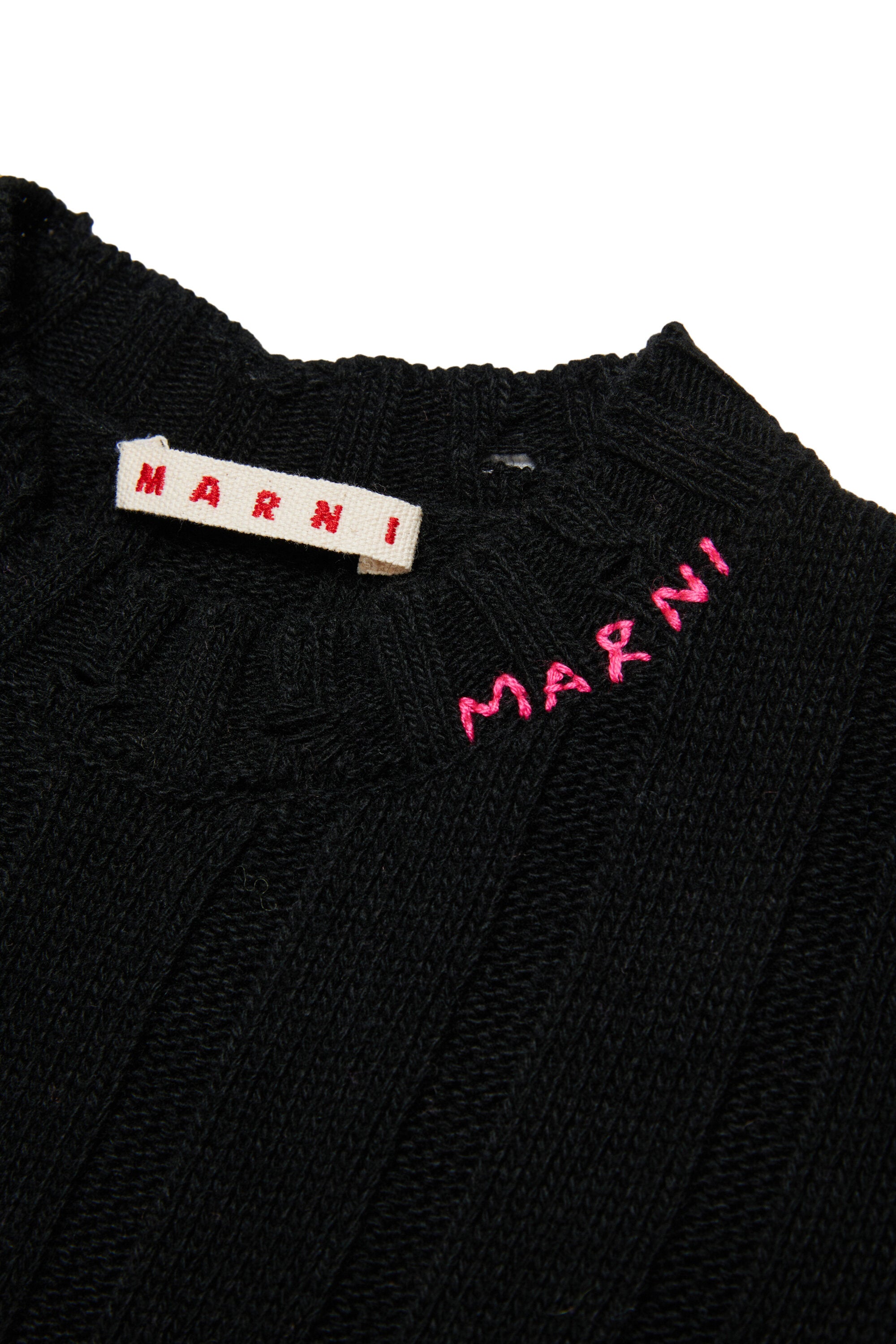 Langes Kleid aus einer Wollmischung mit Brüchen