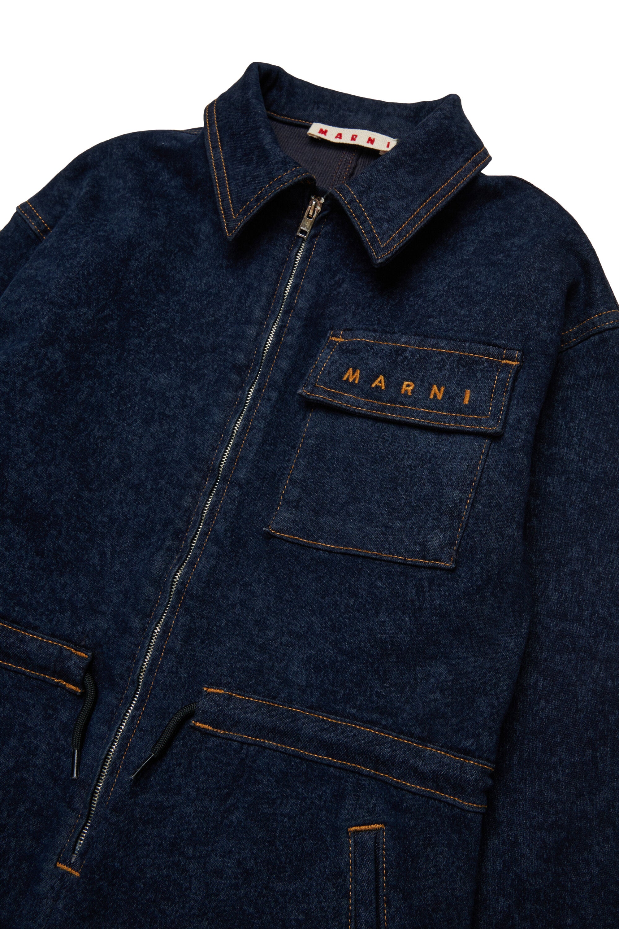 Combinaison en denim marbré avec cordons de serrage